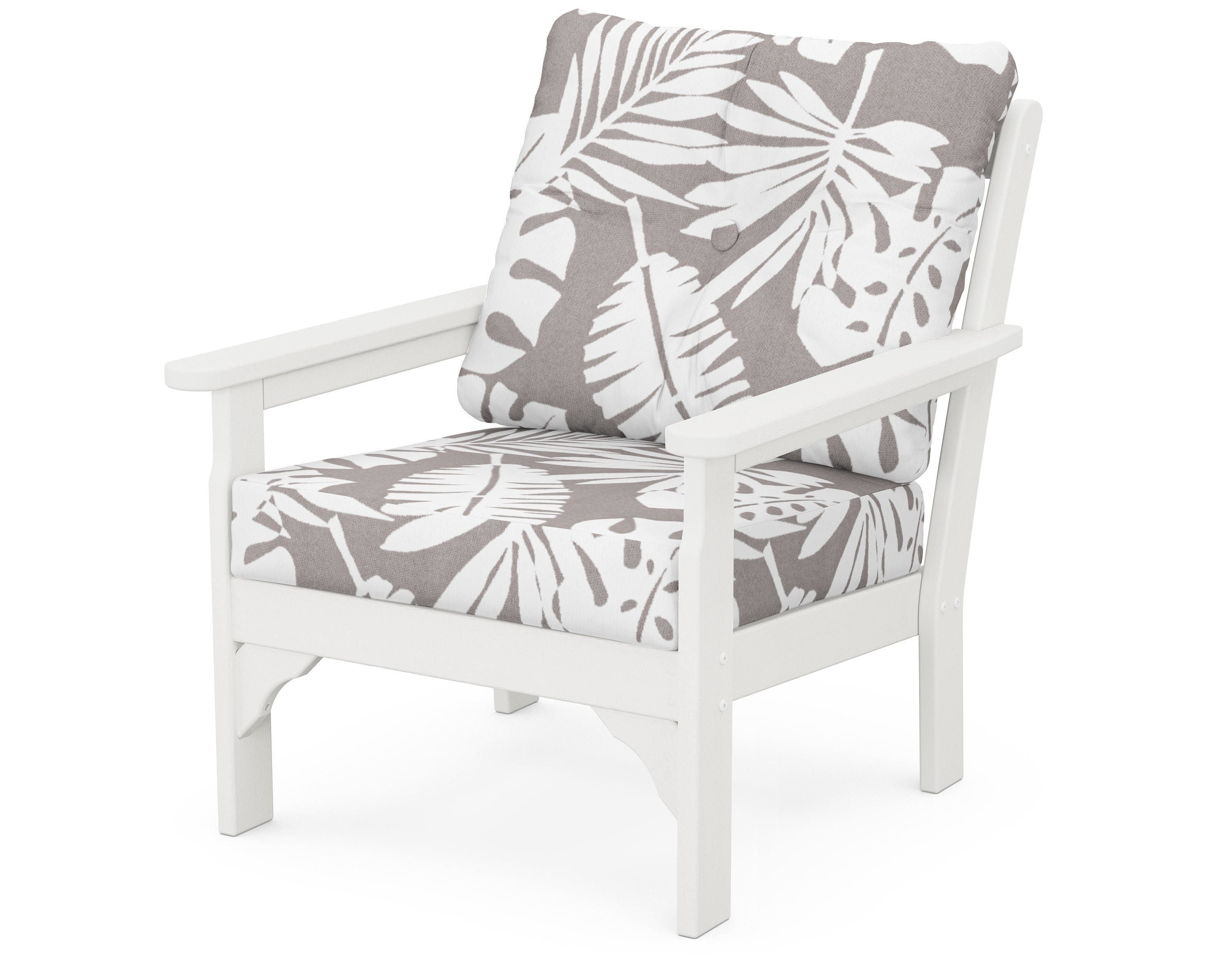 POLYWOOD® Vineyard Deep Seating Chair in Vintage White / Leaf Grey Mist