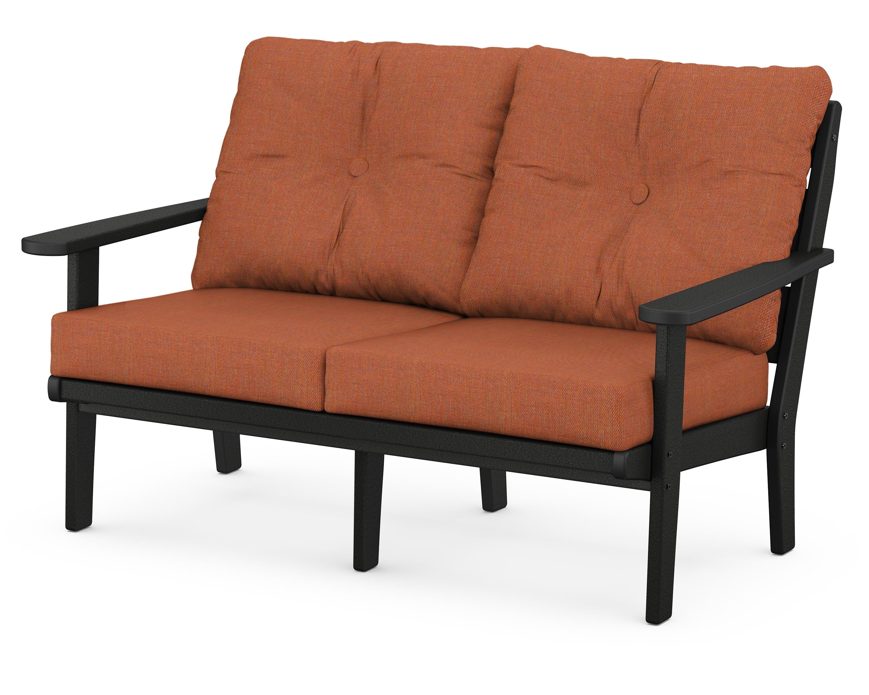 POLYWOOD® Lakeside Deep Seating Loveseat in Black / Play Adobe