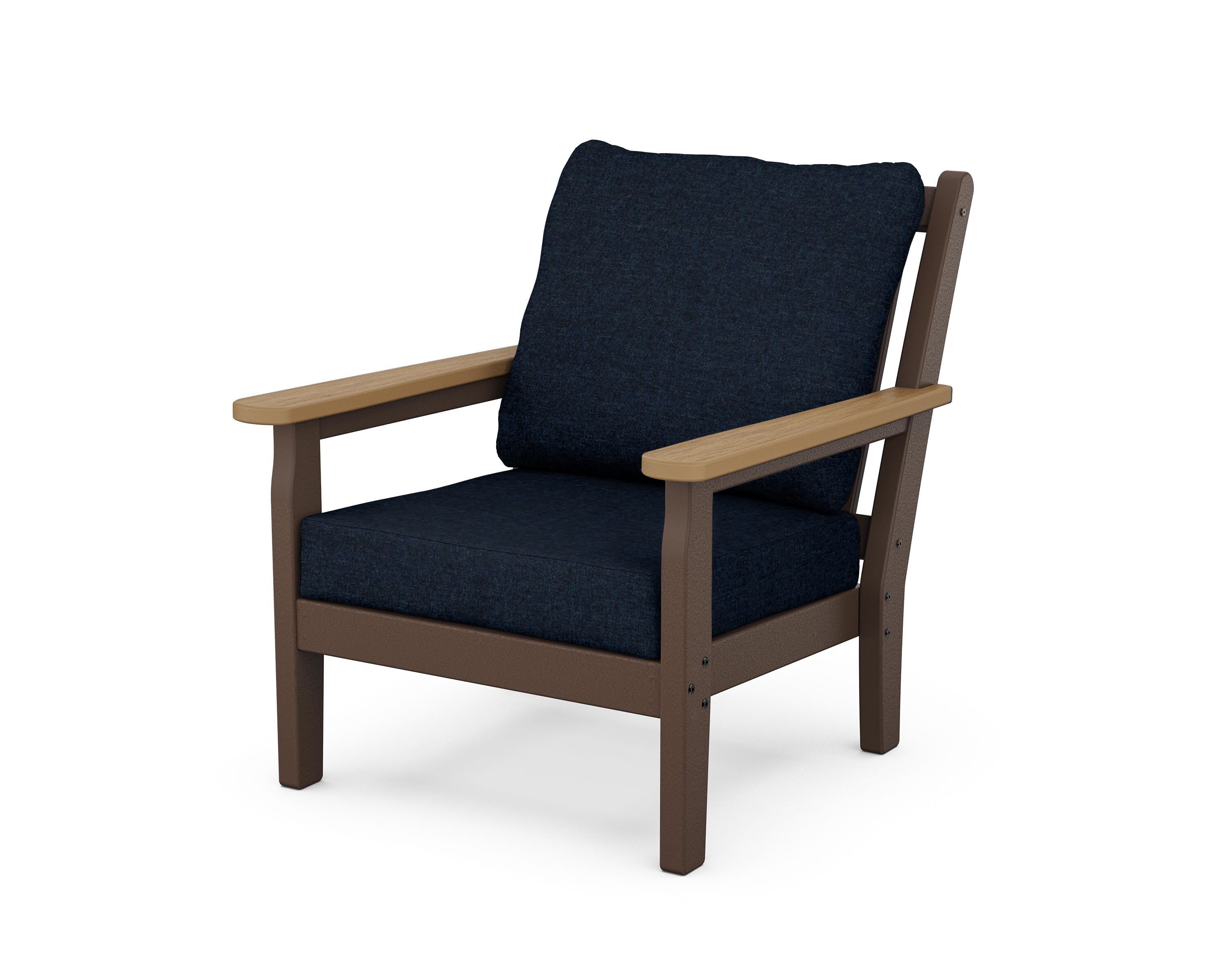 POLYWOOD® Chippendale Deep Seating Chair in Mahogany / Natural / Marine Indigo