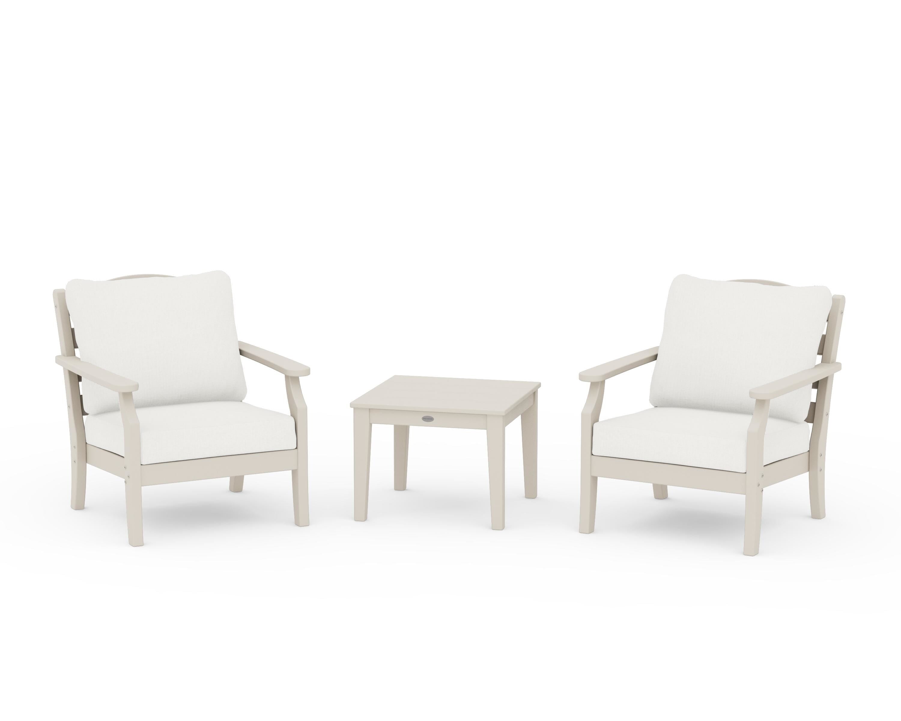 Draper James™ by POLYWOOD® Savannah 3-Piece Deep Seating Set in Sand / Natural Linen