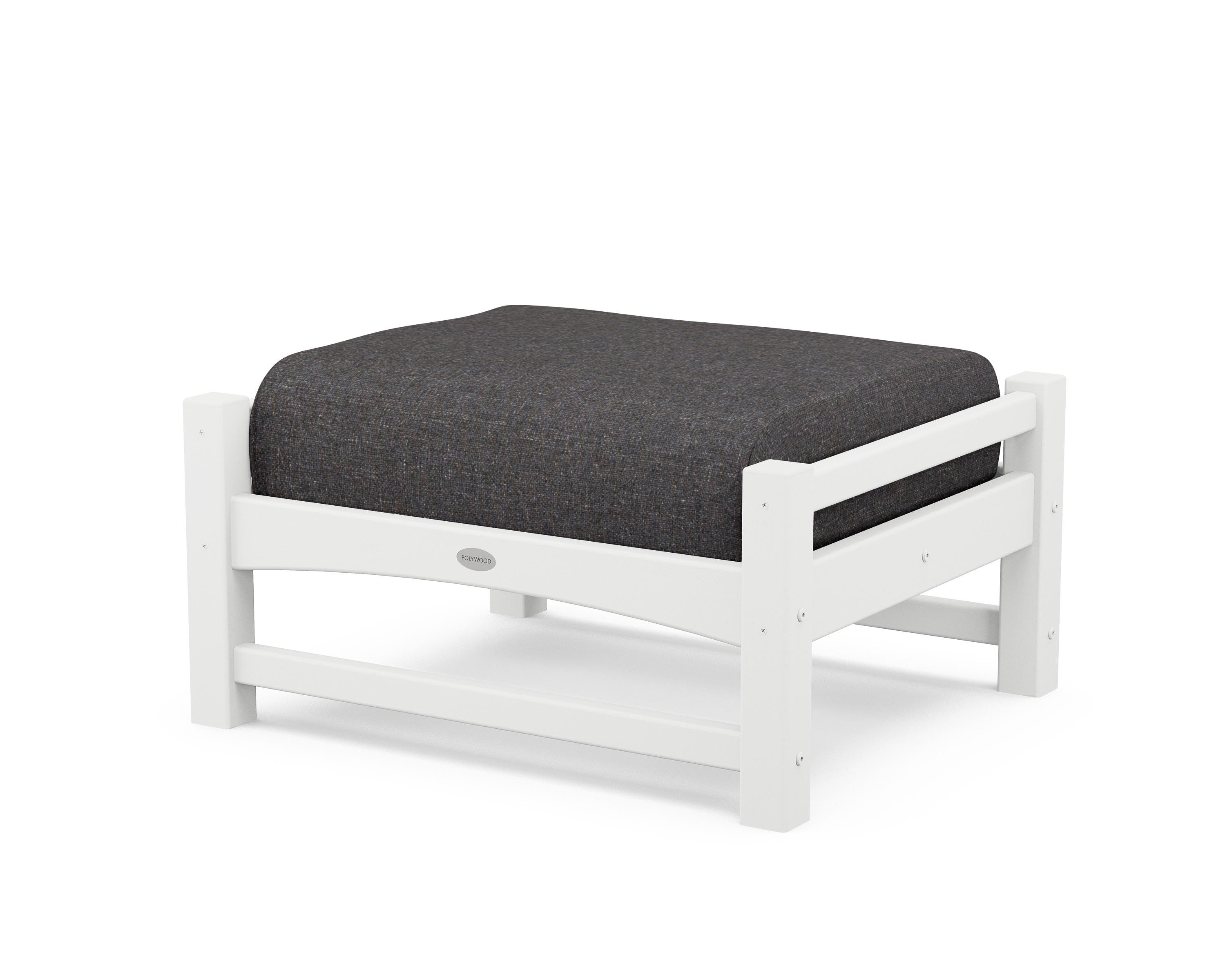 POLYWOOD® Club Ottoman in White / Ash Charcoal