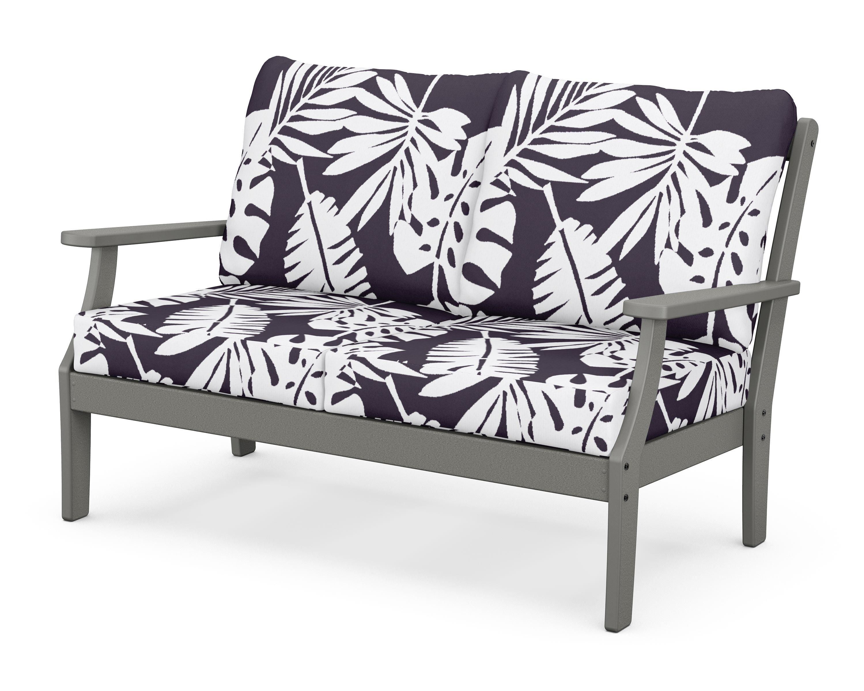 POLYWOOD® Braxton Deep Seating Loveseat in Slate Grey / Leaf Navy