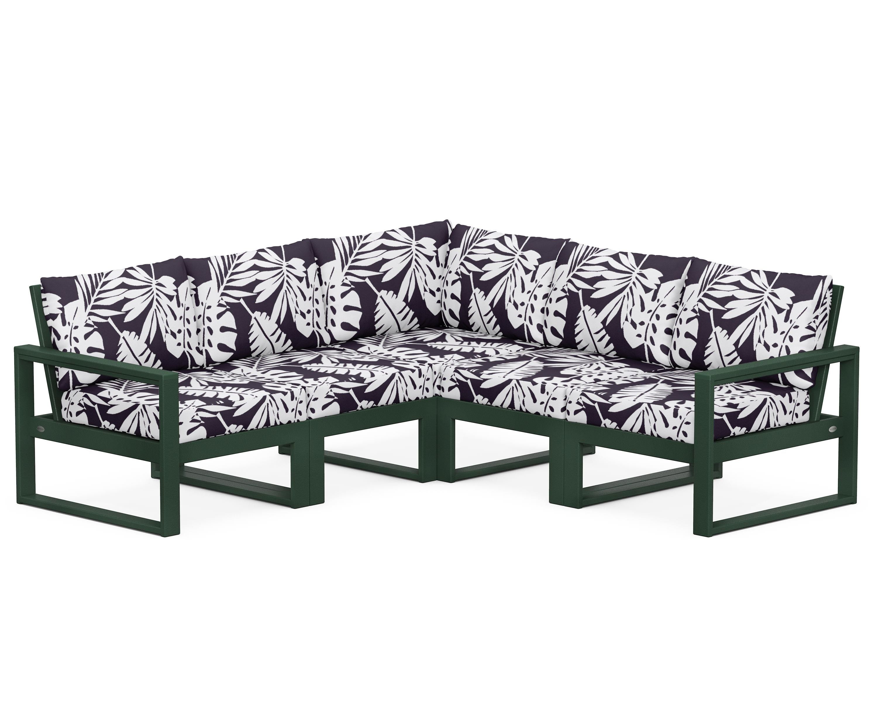 POLYWOOD® EDGE 5-Piece Modular Deep Seating Set in Green / Leaf Navy