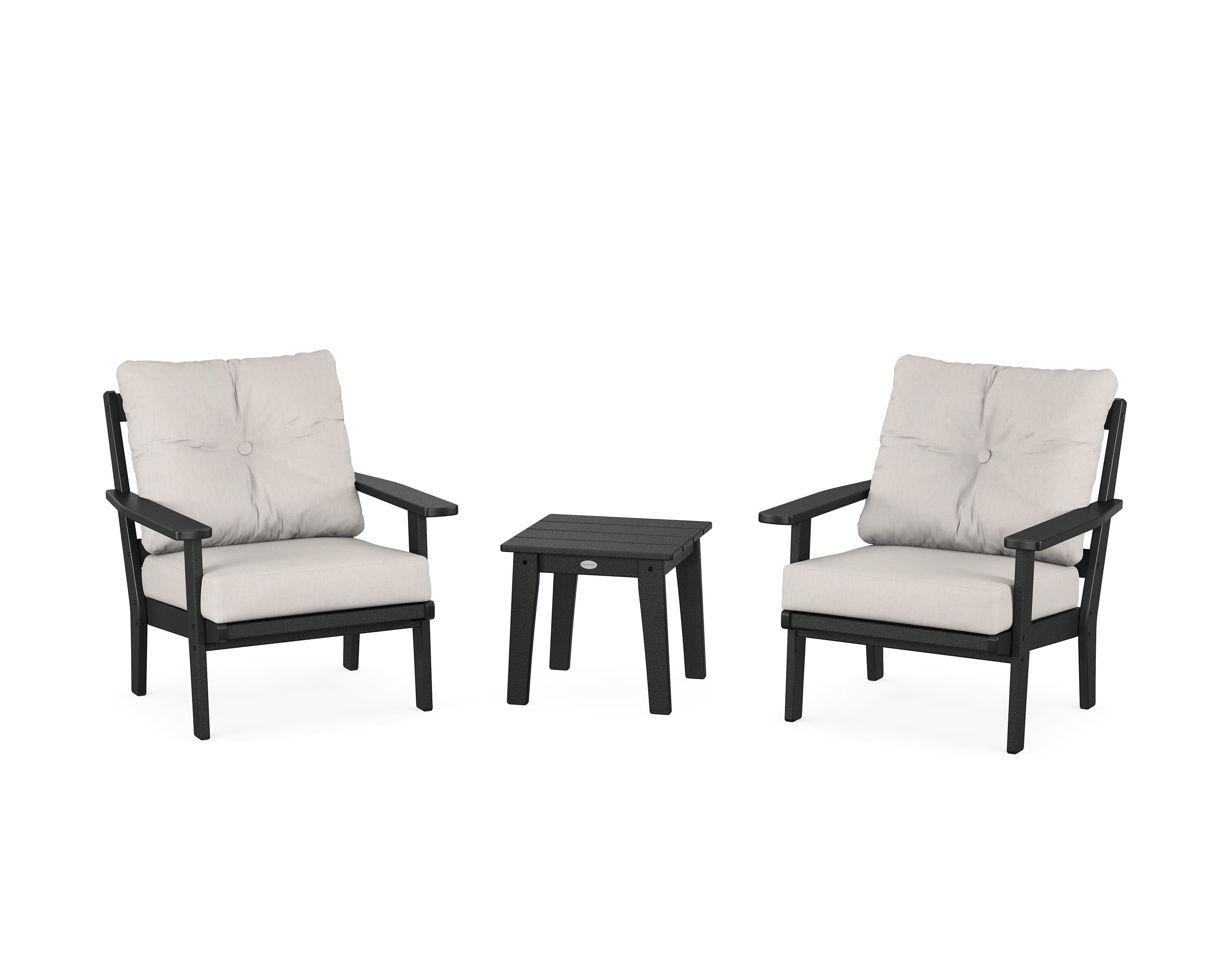 POLYWOOD® Oxford 3-Piece Deep Seating Set in Black / Cast Ash