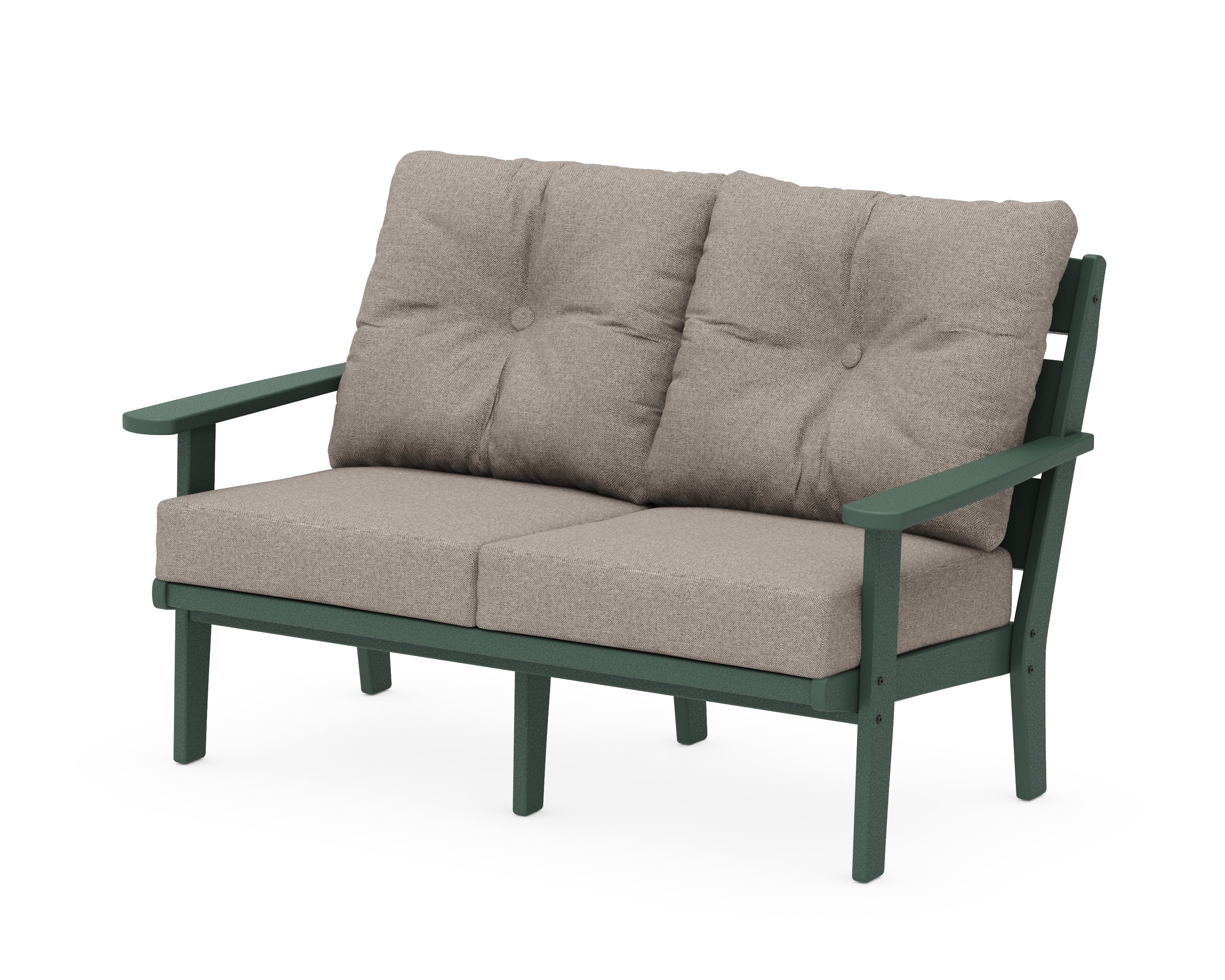 POLYWOOD® Lakeside Deep Seating Loveseat in Green / Weathered Tweed