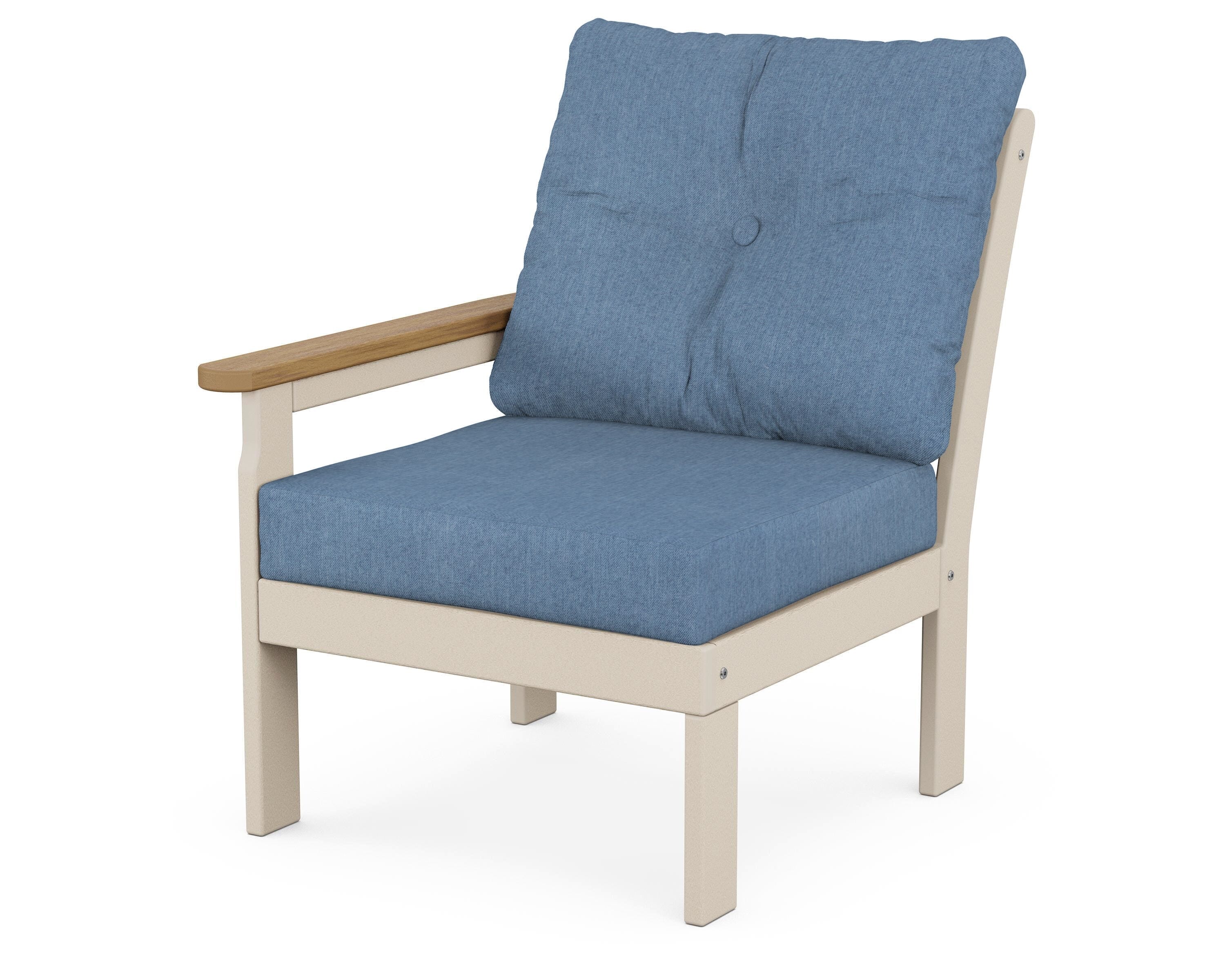 POLYWOOD® Vineyard Modular Left Arm Chair in Sand / Natural / Sky Blue