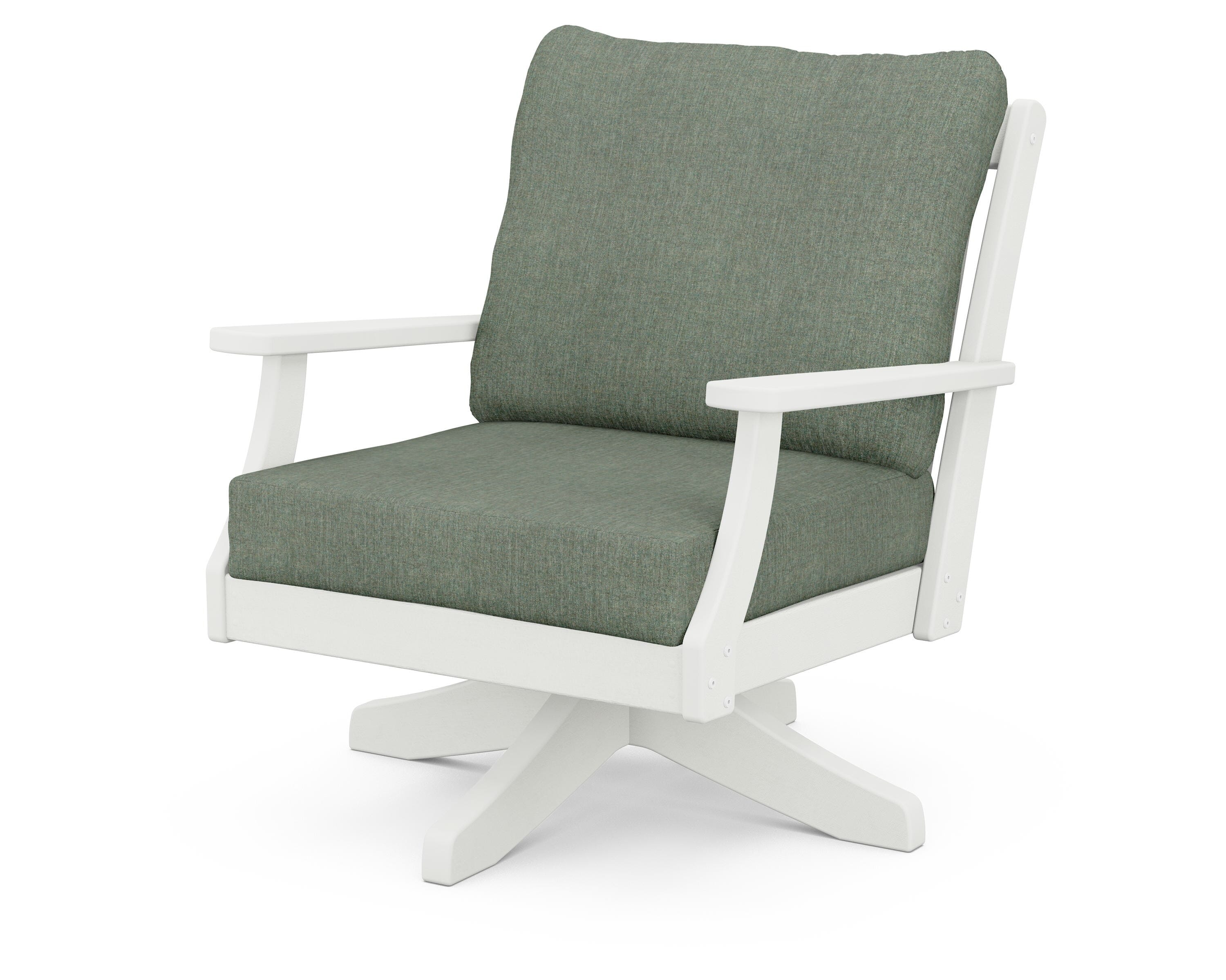 POLYWOOD® Braxton Deep Seating Swivel Chair in Vintage White / Cast Sage