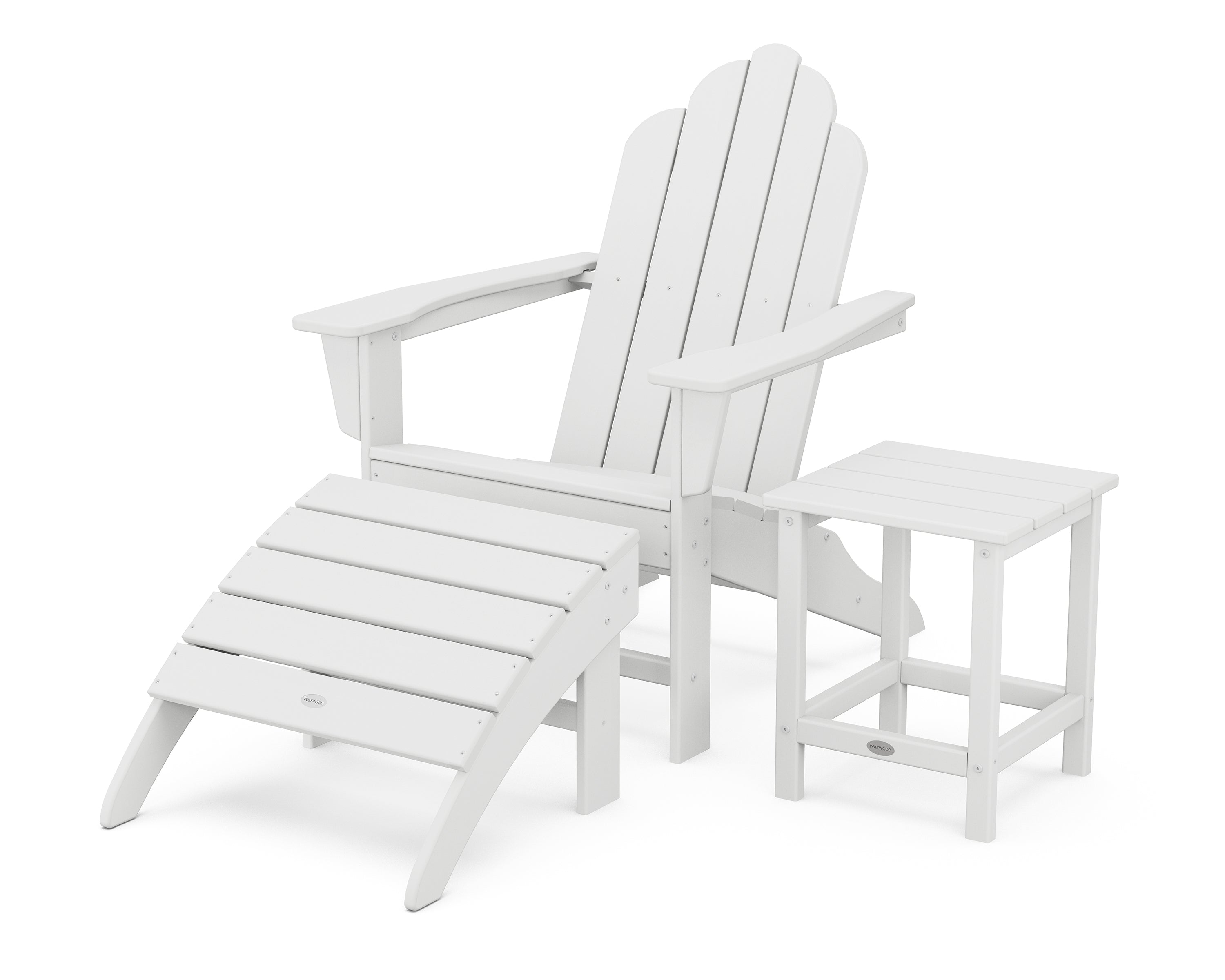 POLYWOOD® Long Island Adirondack 3-Piece Set in White