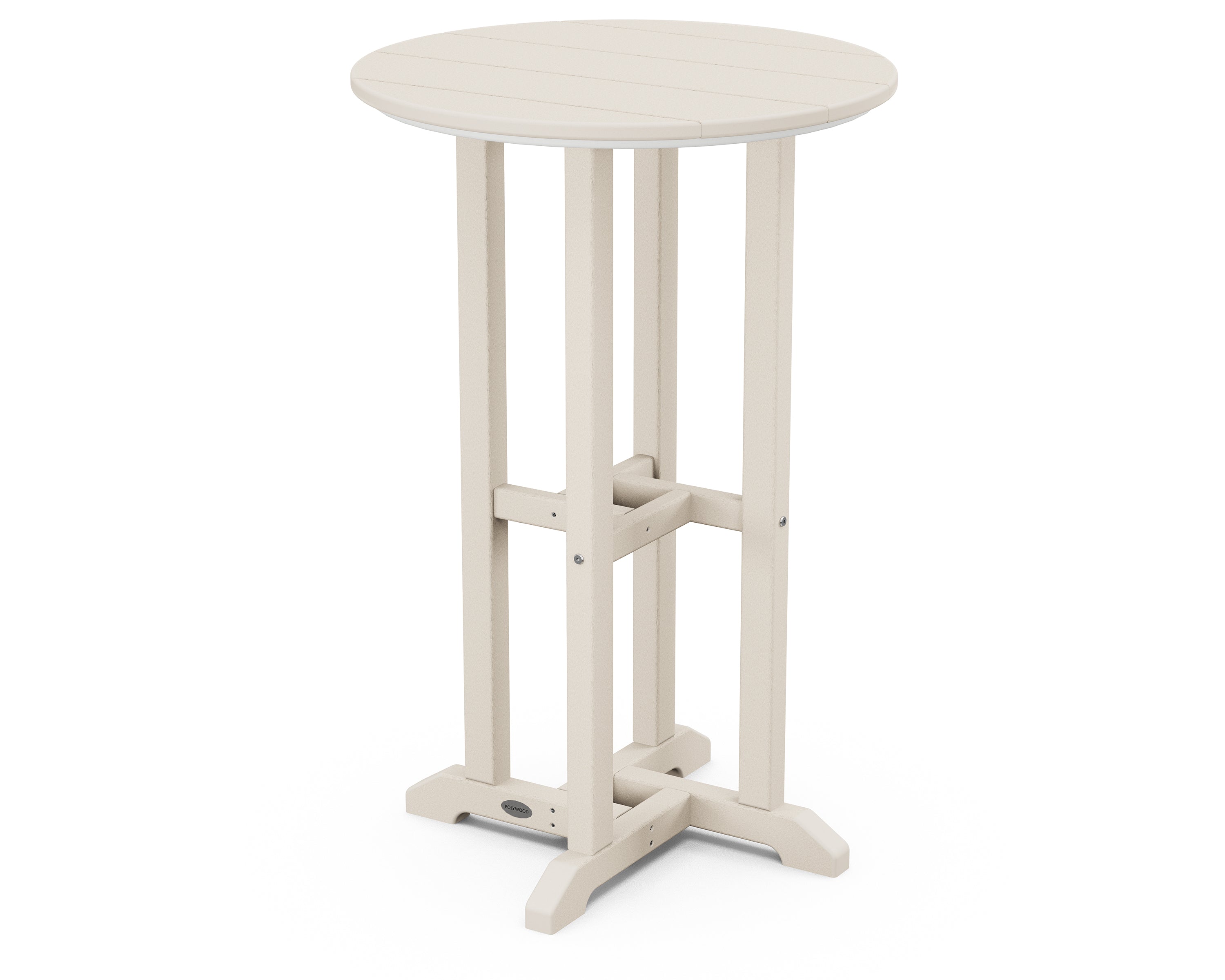 POLYWOOD® 24" Round Farmhouse Counter Bistro Table in Sand