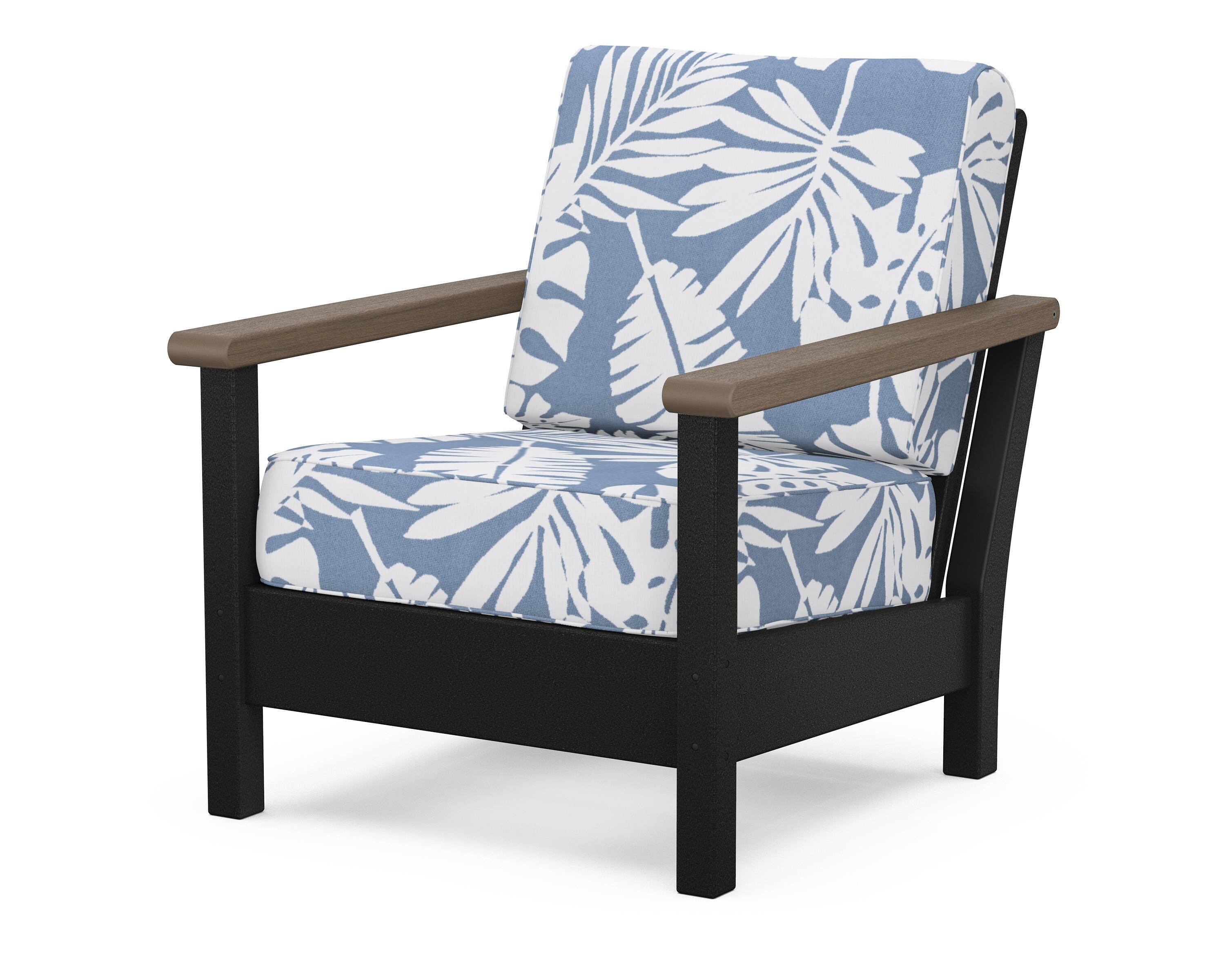 POLYWOOD® Harbour Deep Seating Chair in Black / Kona / Leaf Sky Blue