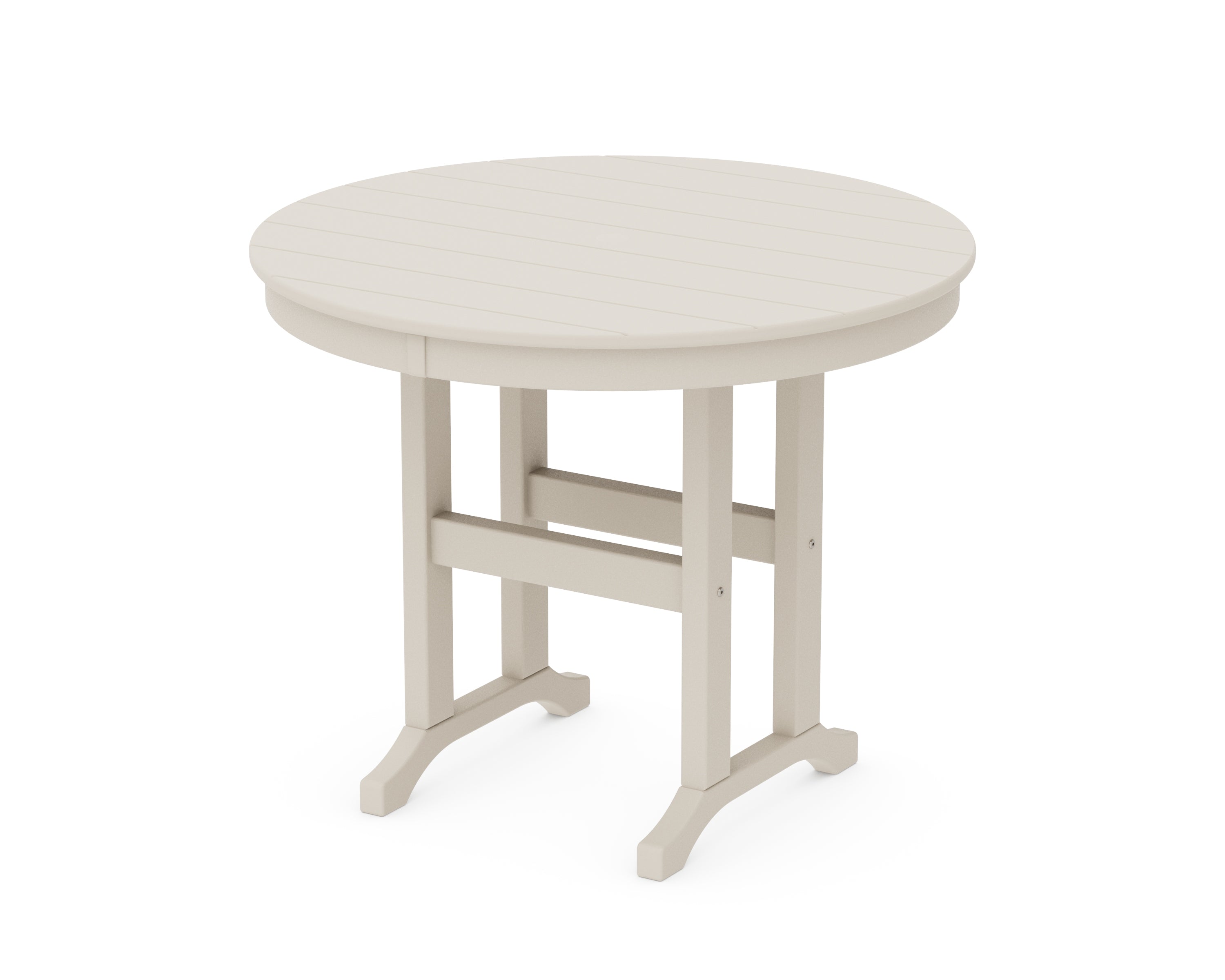 POLYWOOD® 36" Round Farmhouse Dining Table in Sand
