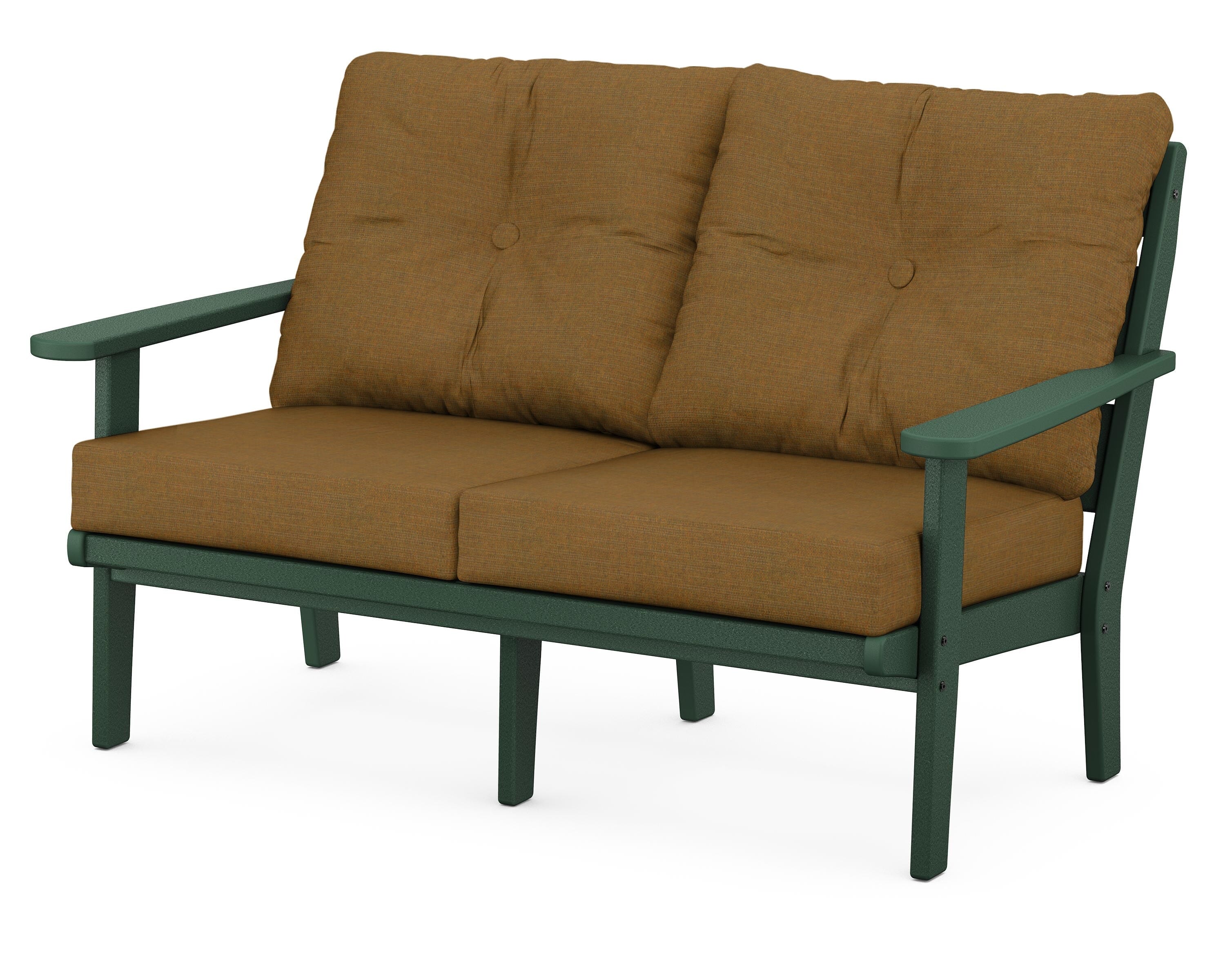 POLYWOOD® Lakeside Deep Seating Loveseat in Green / Exhale Teak