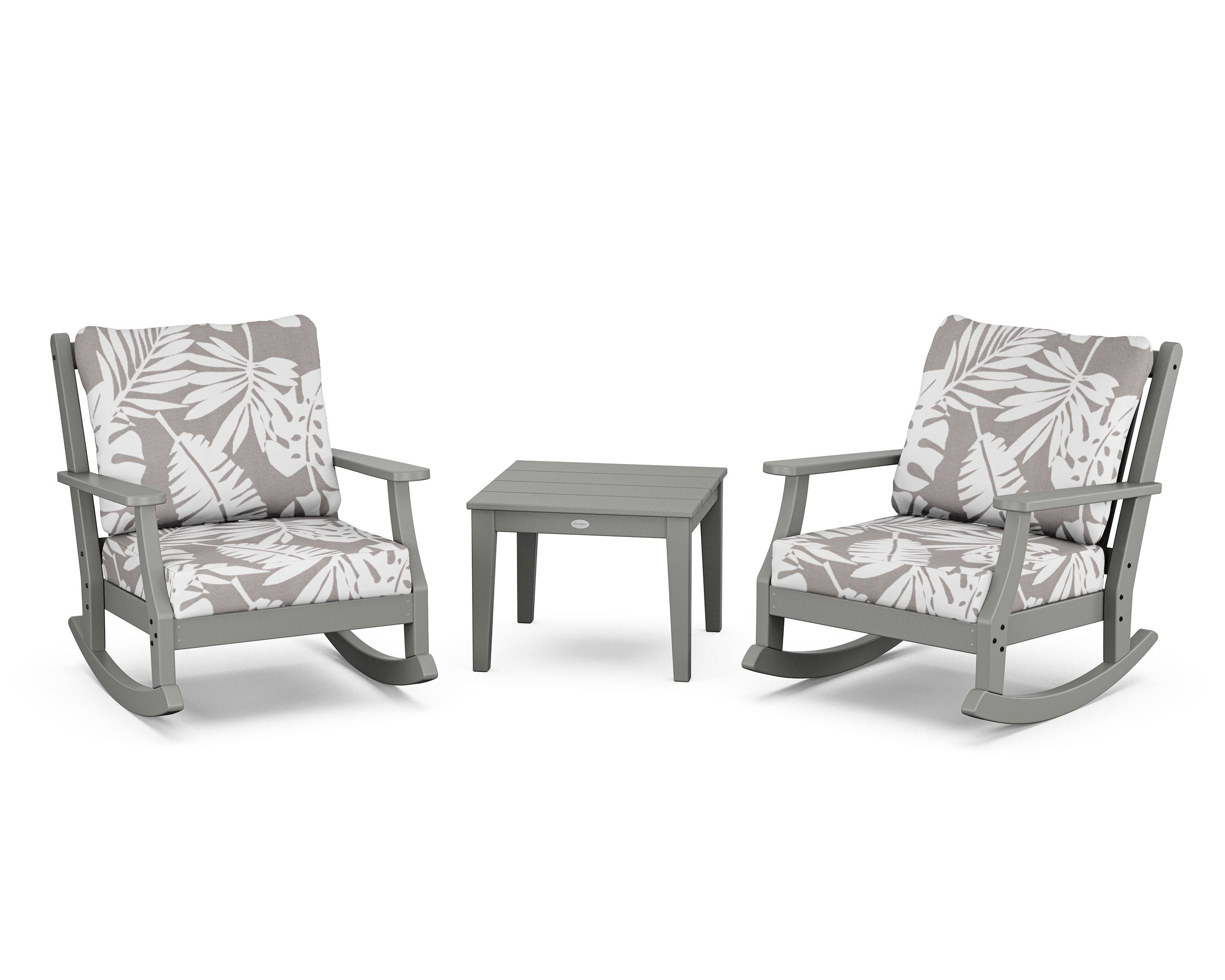 Country Living Wovendale 3-Piece Deep Seating Rocker Set in Slate Grey / Leaf Grey Mist