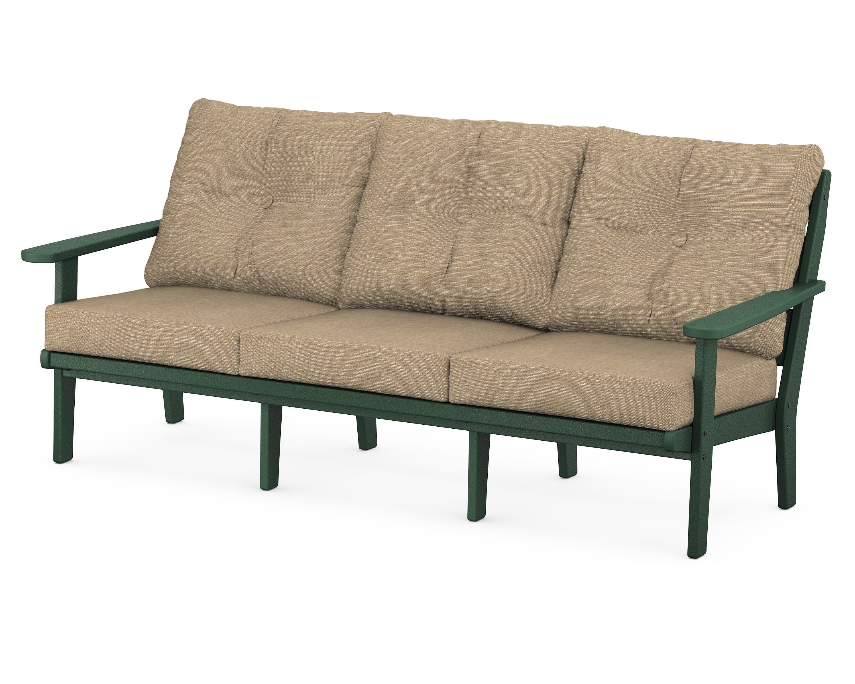 POLYWOOD® Lakeside Deep Seating Sofa in Green / Charmer Desert