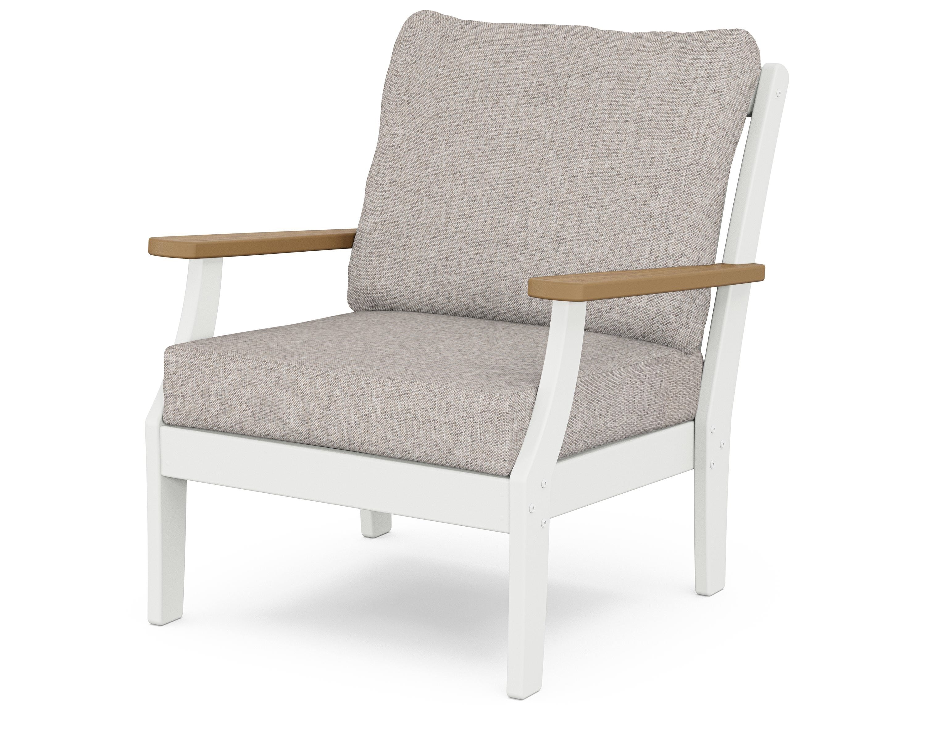 POLYWOOD® Braxton Deep Seating Chair in White / Natural / Weathered Tweed
