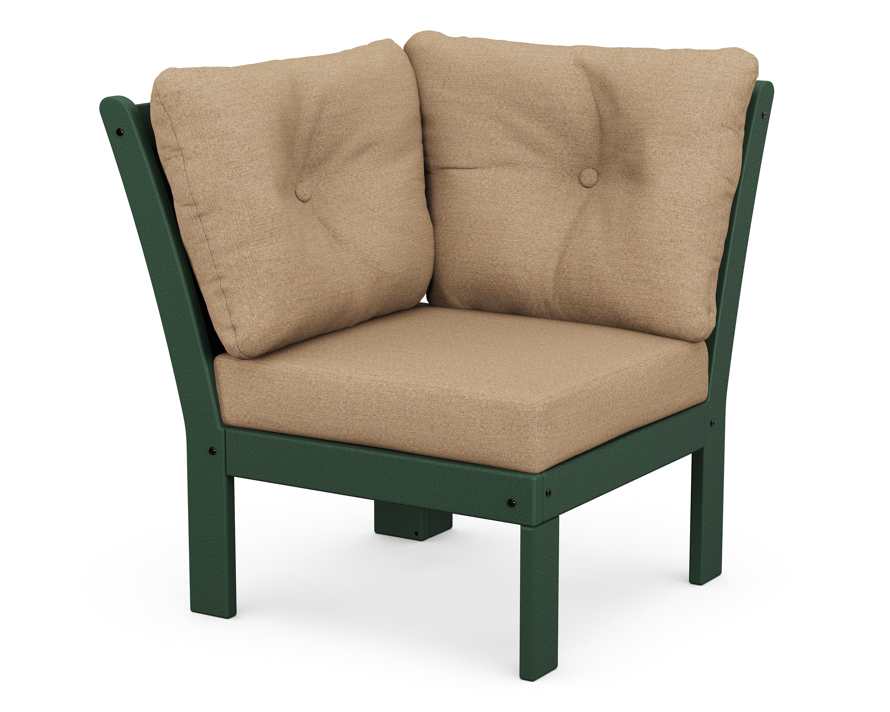POLYWOOD® Vineyard Modular Corner Chair in Green / Sesame