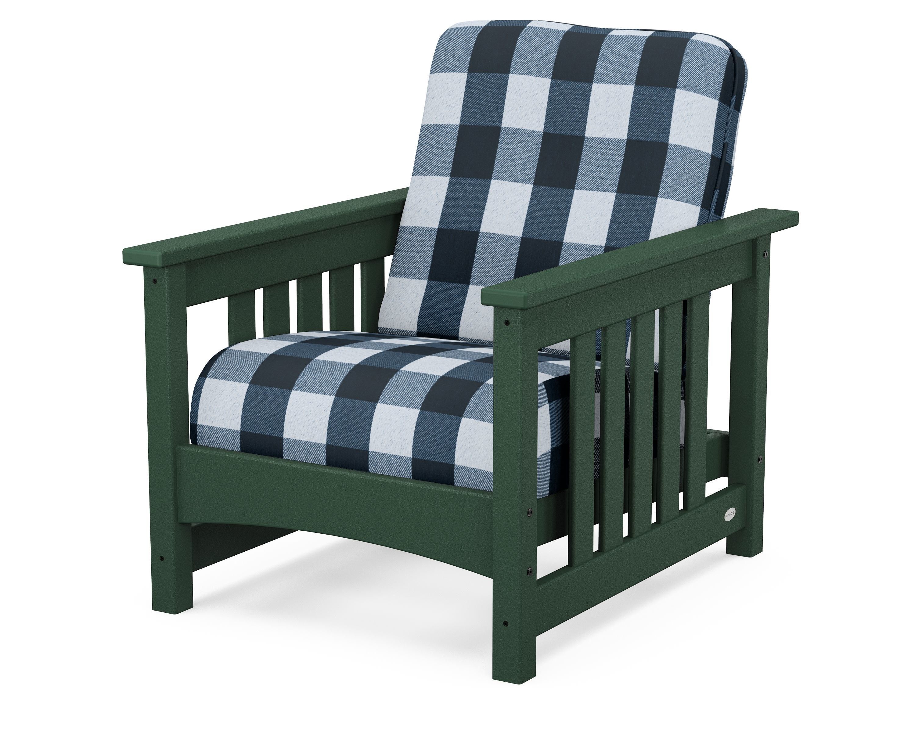 POLYWOOD® Club Mission Chair in Green / Buffalo Plaid Marine Indigo