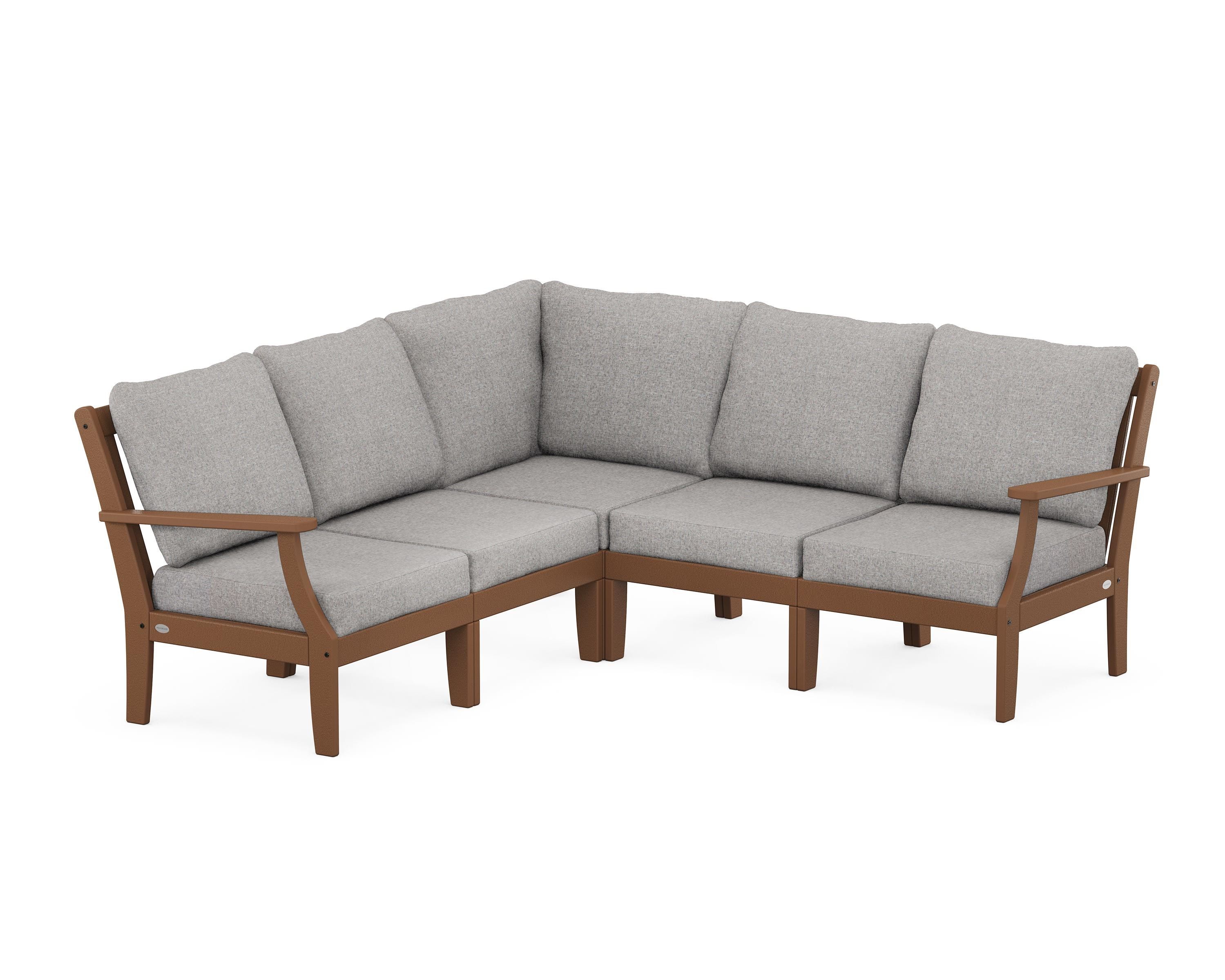 POLYWOOD® Braxton Modular 5-Piece Deep Seating Set in Teak / Grey Mist