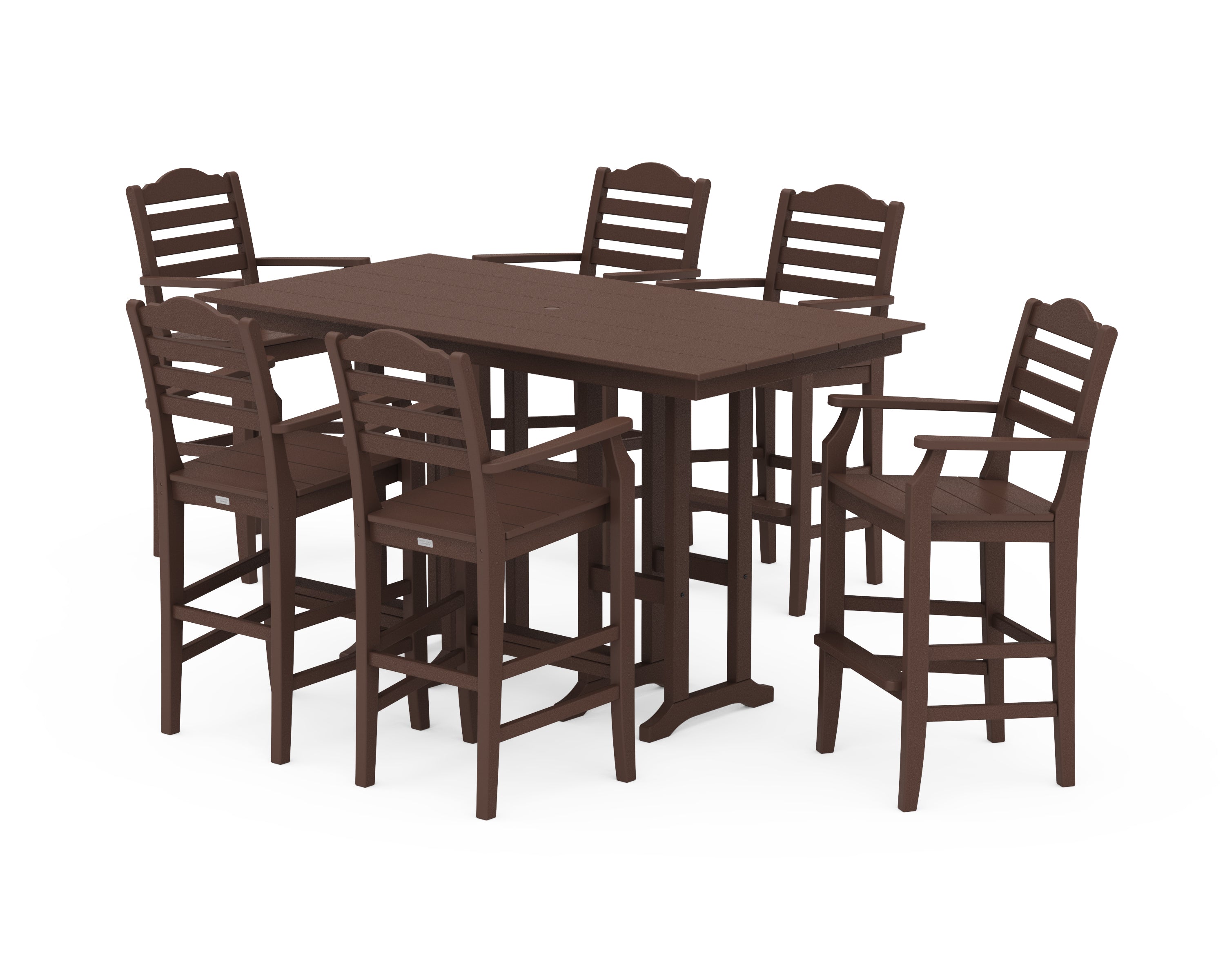 Draper James™ by POLYWOOD® Savannah Arm Chair 7-Piece Farmhouse Bar Set in Mahogany