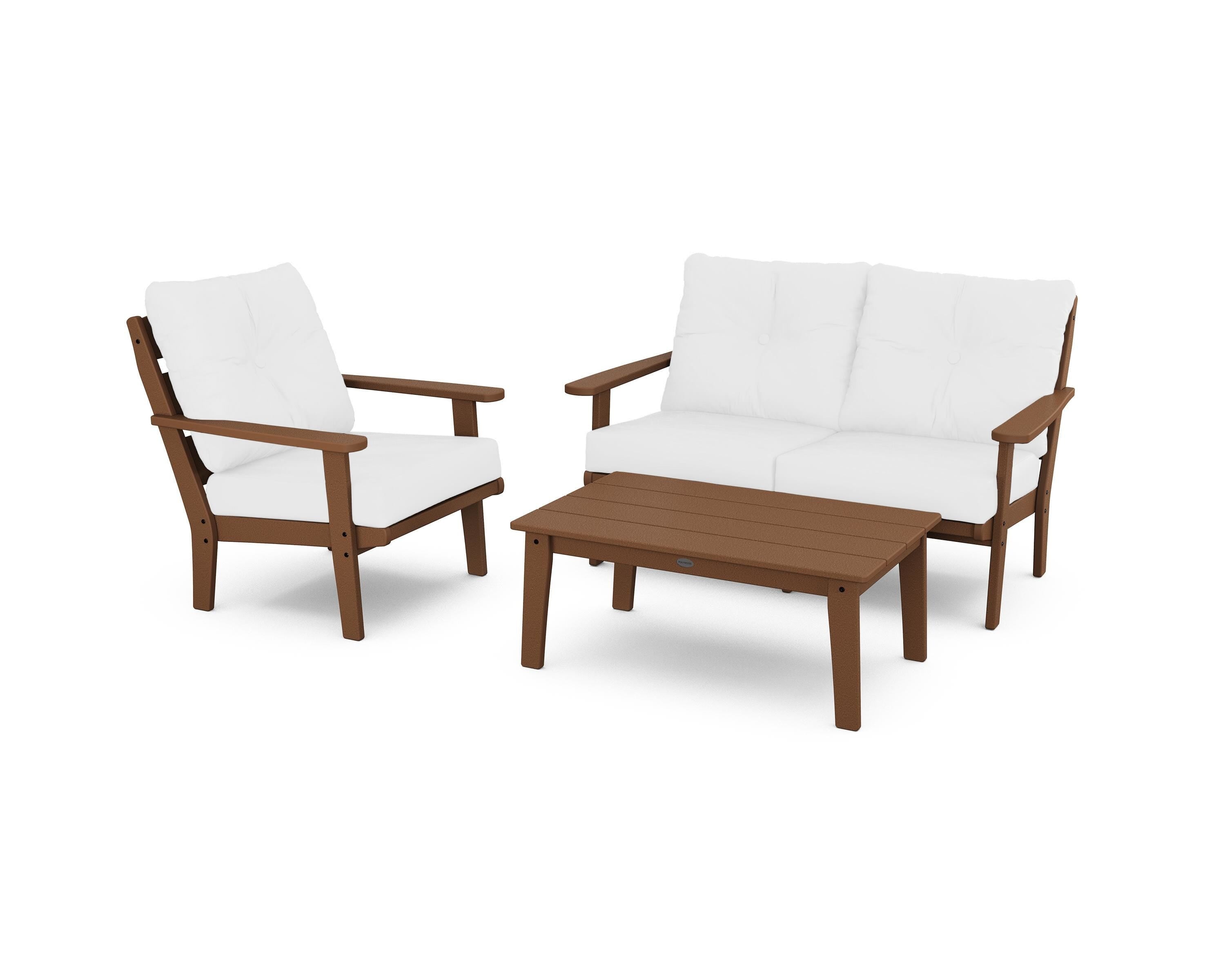 POLYWOOD® Lakeside 3-Piece Deep Seating Set in Teak / Natural
