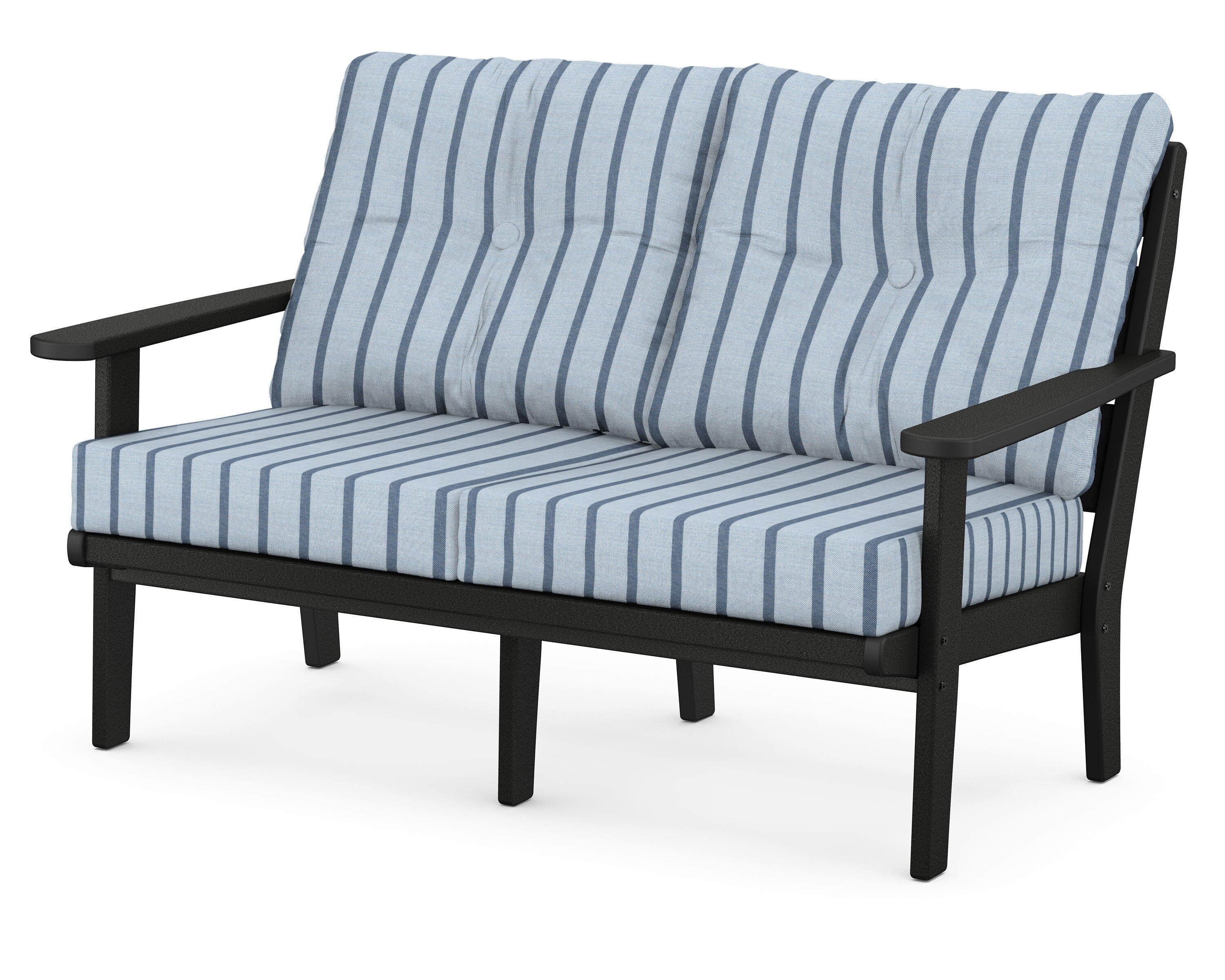 POLYWOOD® Lakeside Deep Seating Loveseat in Black / Unwind Sky