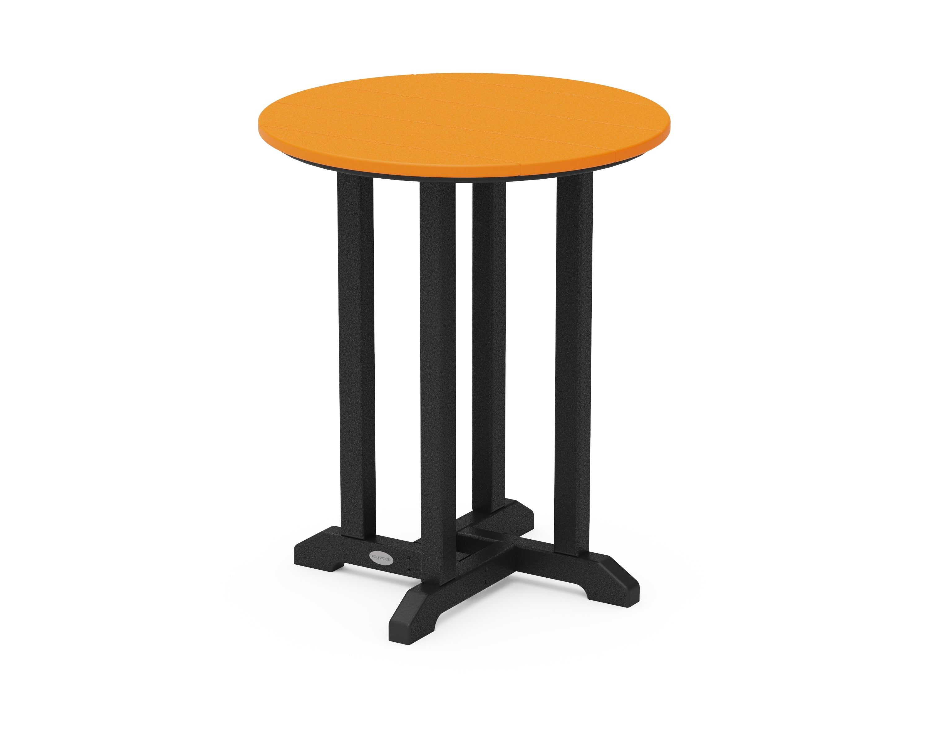 POLYWOOD® Contempo 24" Round Dining Table in Black / Tangerine