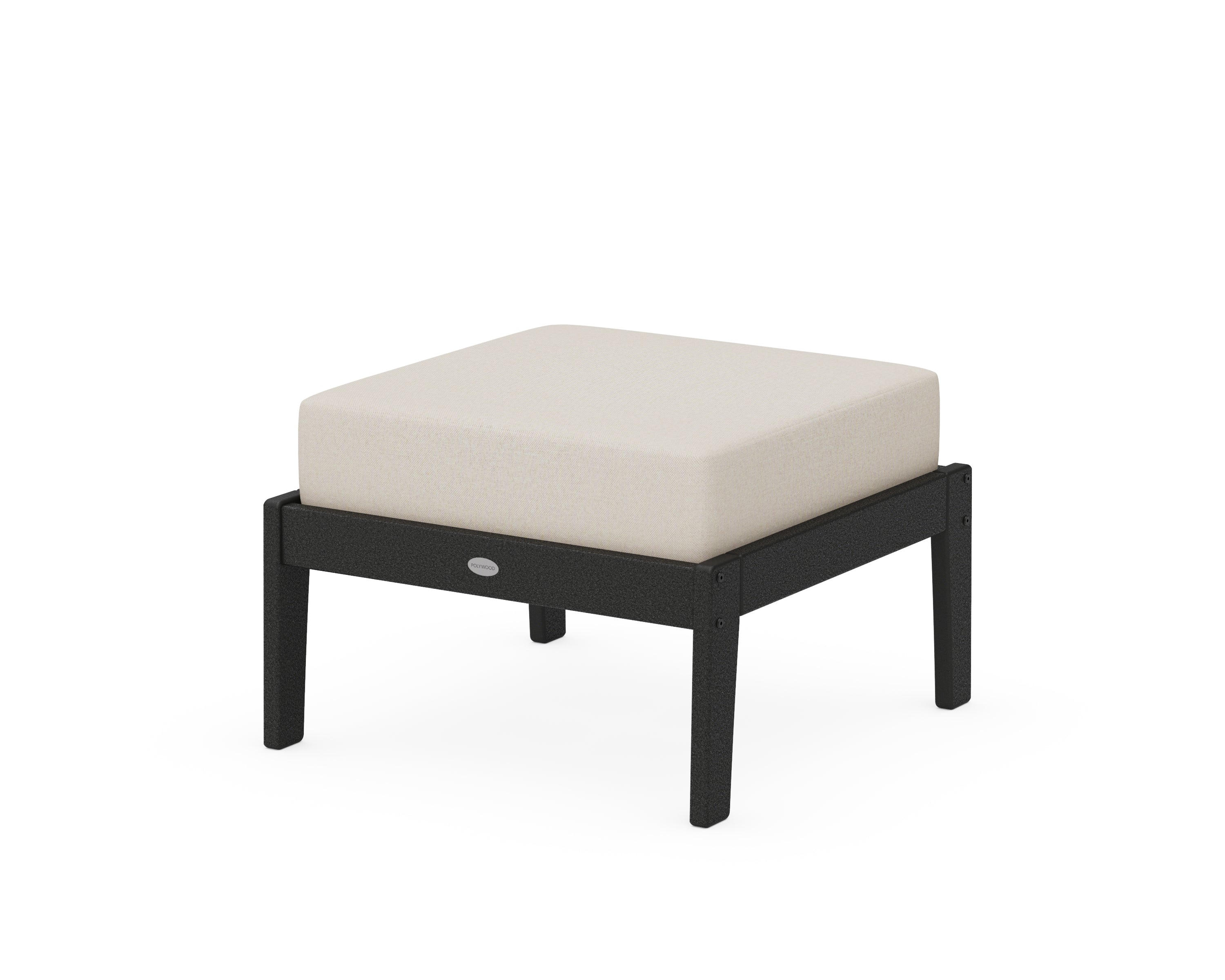 Unbranded Deep Seating Ottoman in Black / Dune Burlap