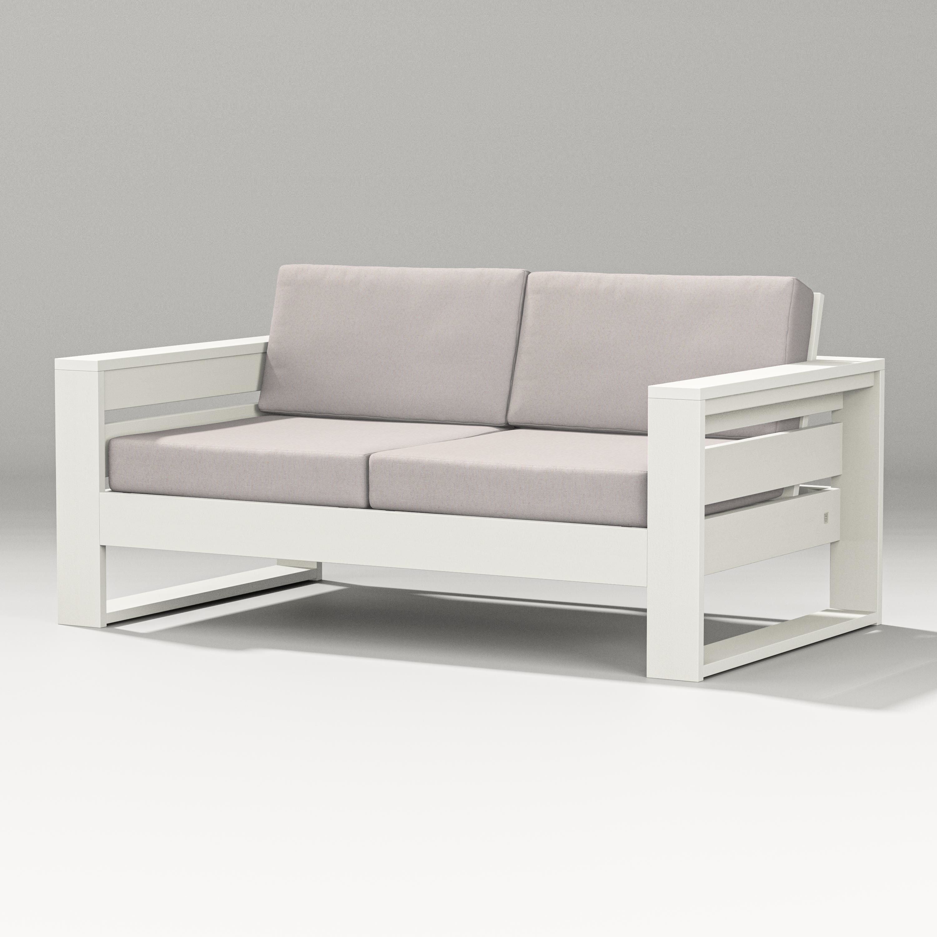 PW Designer Series Latitude Loveseat in Vintage White / Dune Burlap