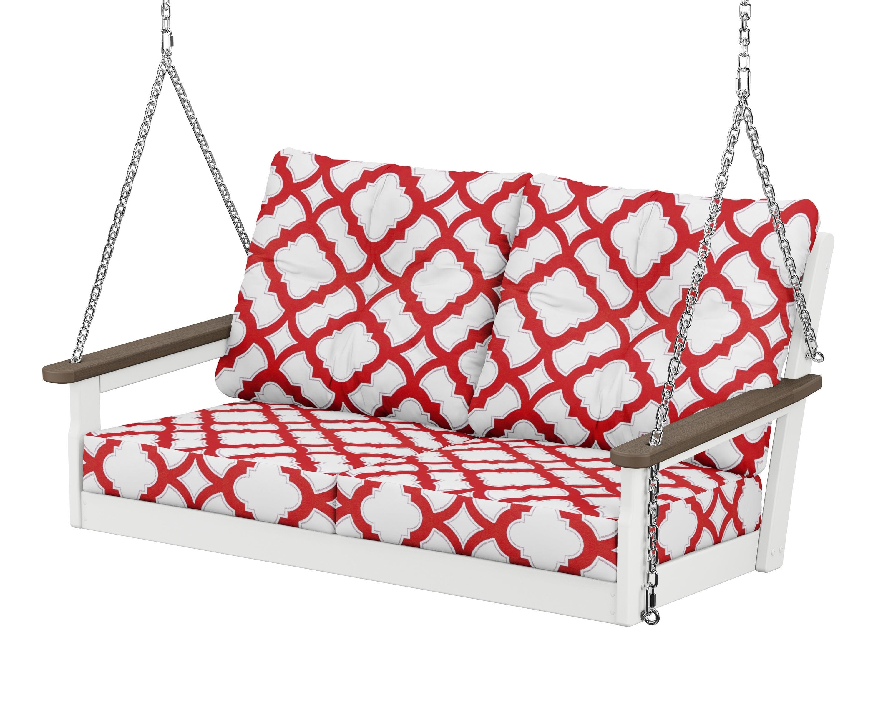 POLYWOOD® Vineyard Deep Seating Swing in White / Kona / Trellis Crimson