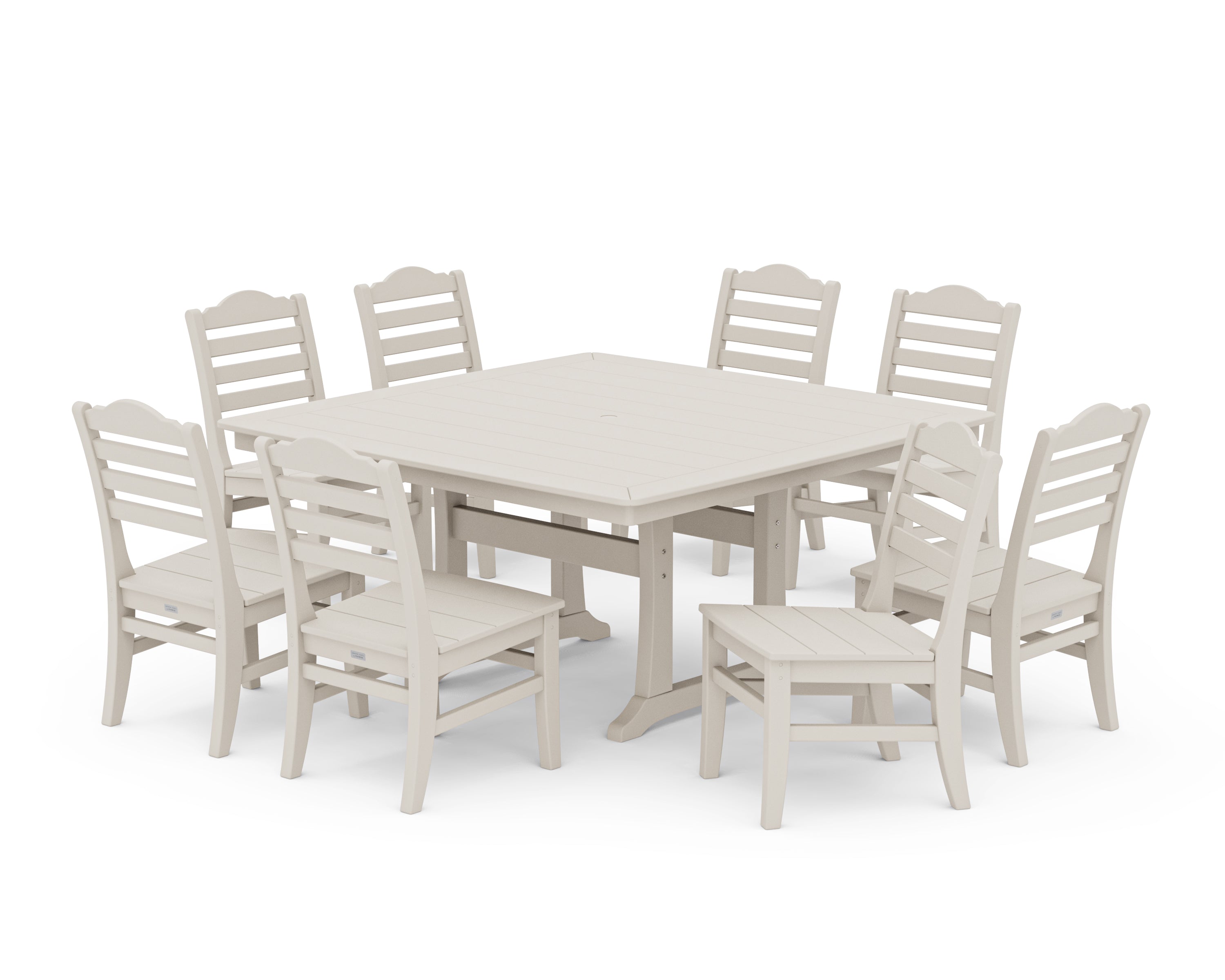 POLYWOOD® Savannah Side Chair 9-Piece Square Dining Set with Trestle Legs in Sand
