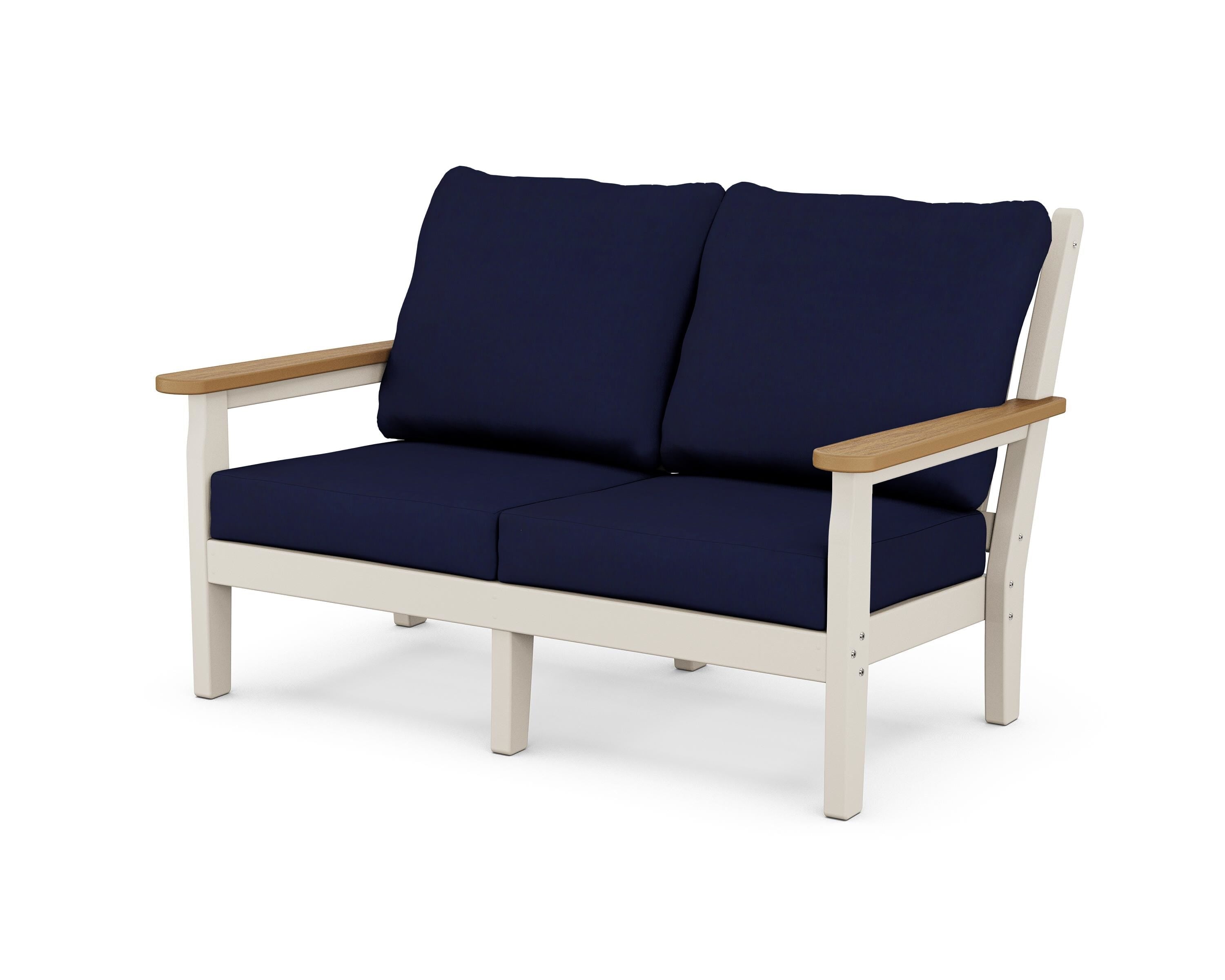 POLYWOOD® Chippendale Deep Seating Loveseat in Sand / Natural / Navy