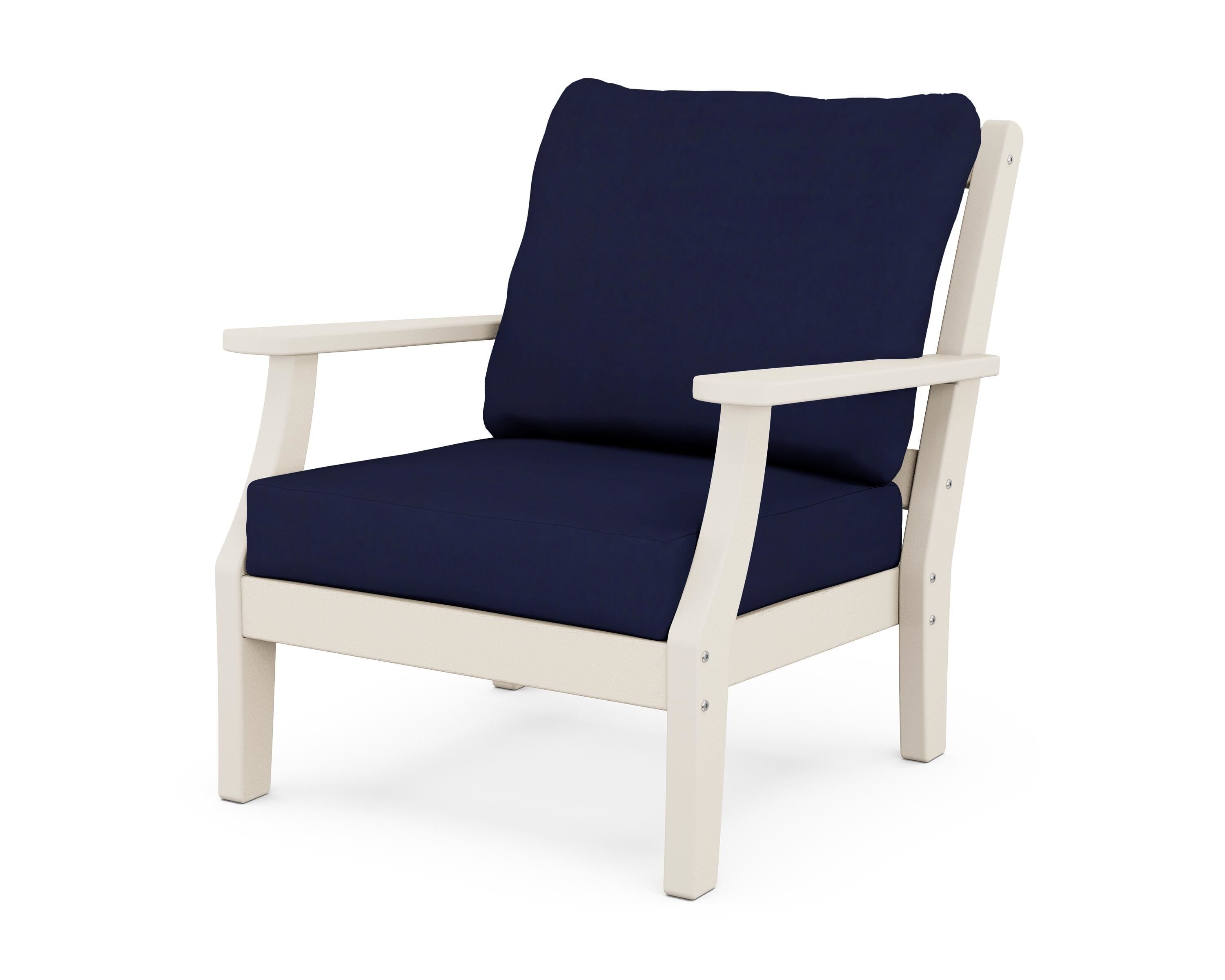 Martha Stewart by POLYWOOD® Chinoiserie Deep Seating Chair in Sand / Navy