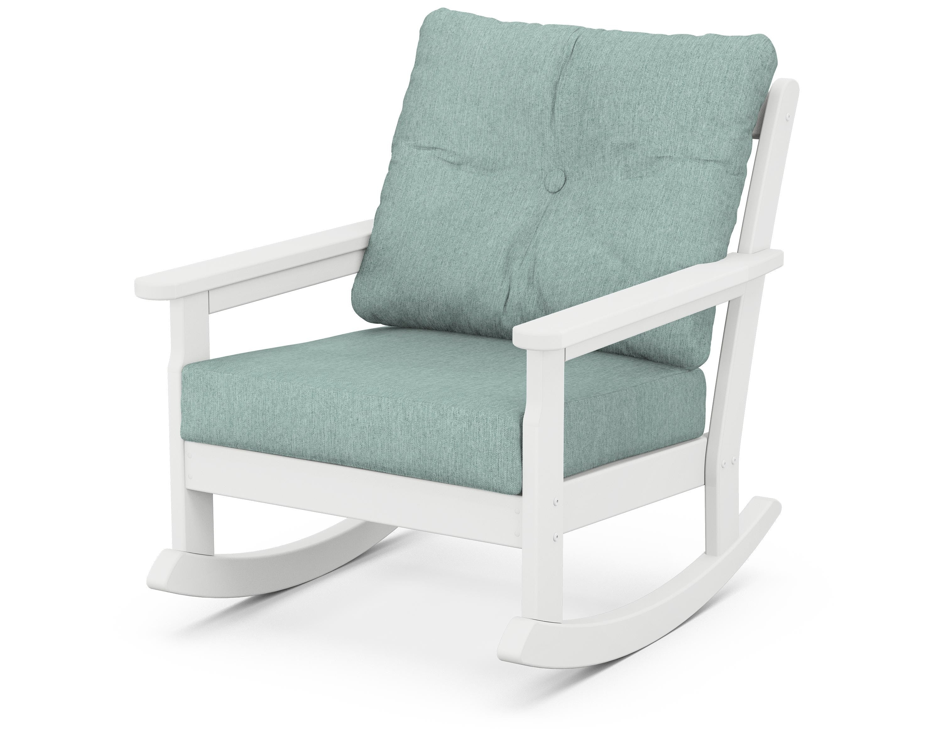 POLYWOOD® Vineyard Deep Seating Rocking Chair in White / Glacier Spa