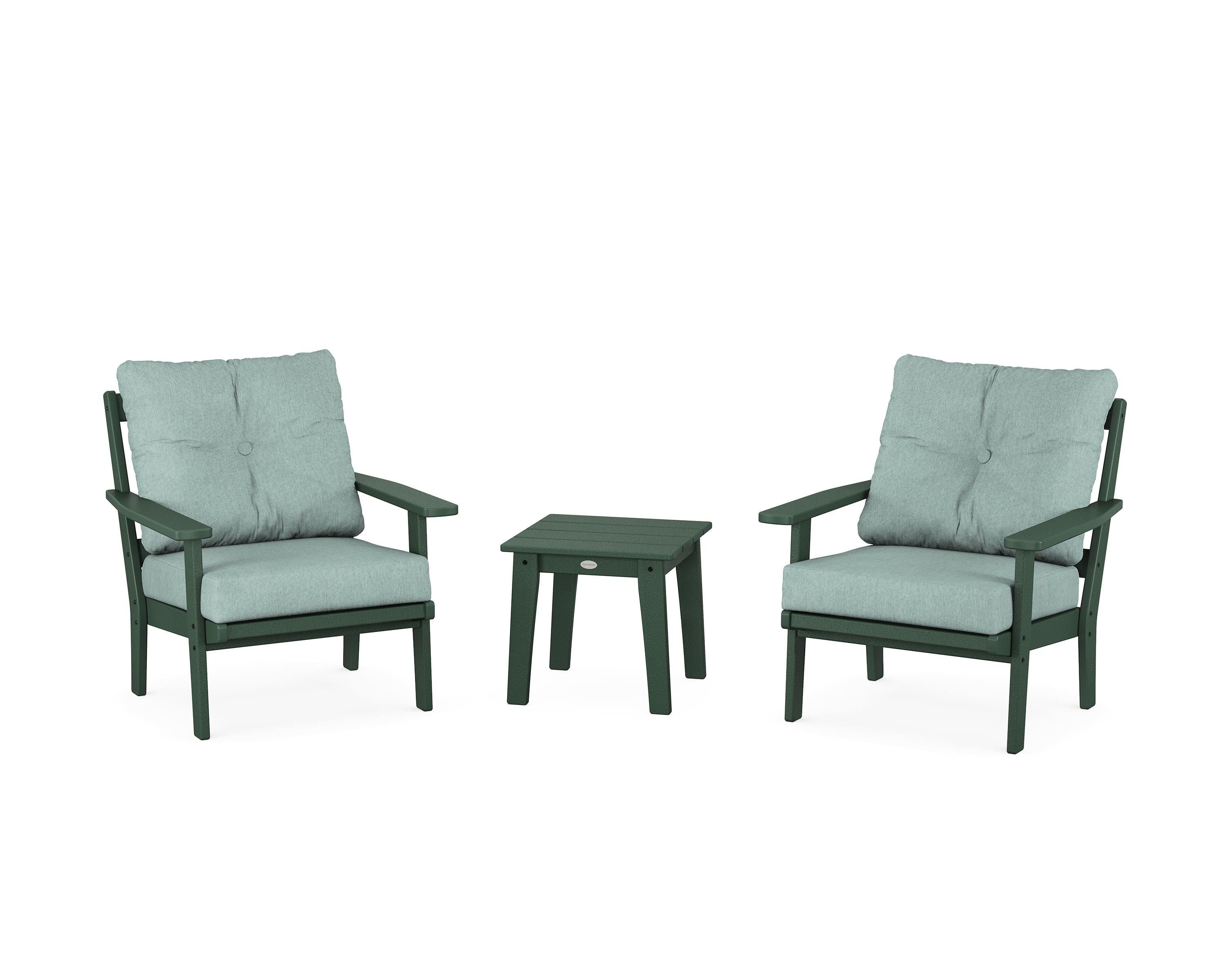 POLYWOOD® Prairie 3-Piece Deep Seating Set in Green / Glacier Spa
