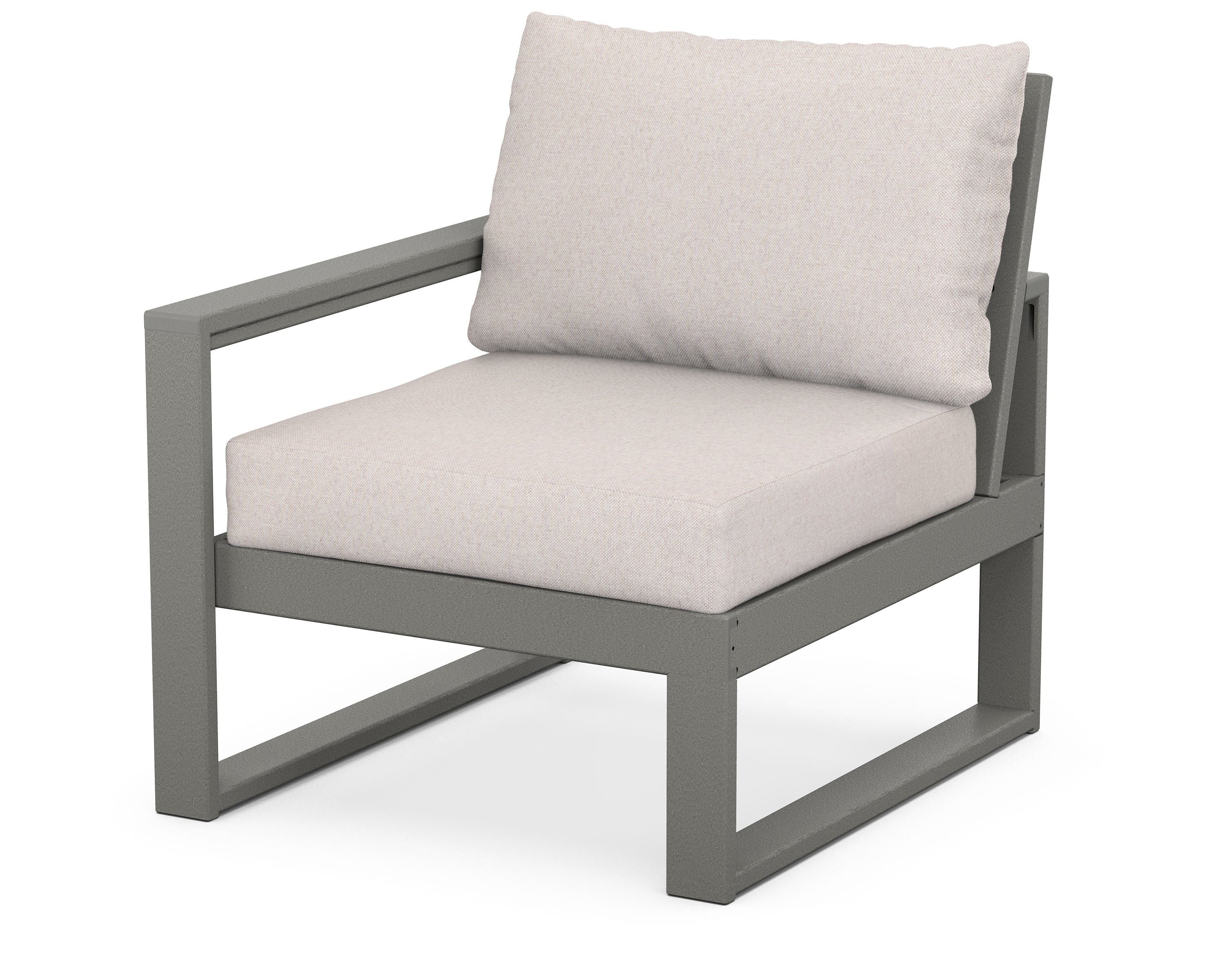 POLYWOOD® EDGE Modular Left Arm Chair in Slate Grey / Dune Burlap