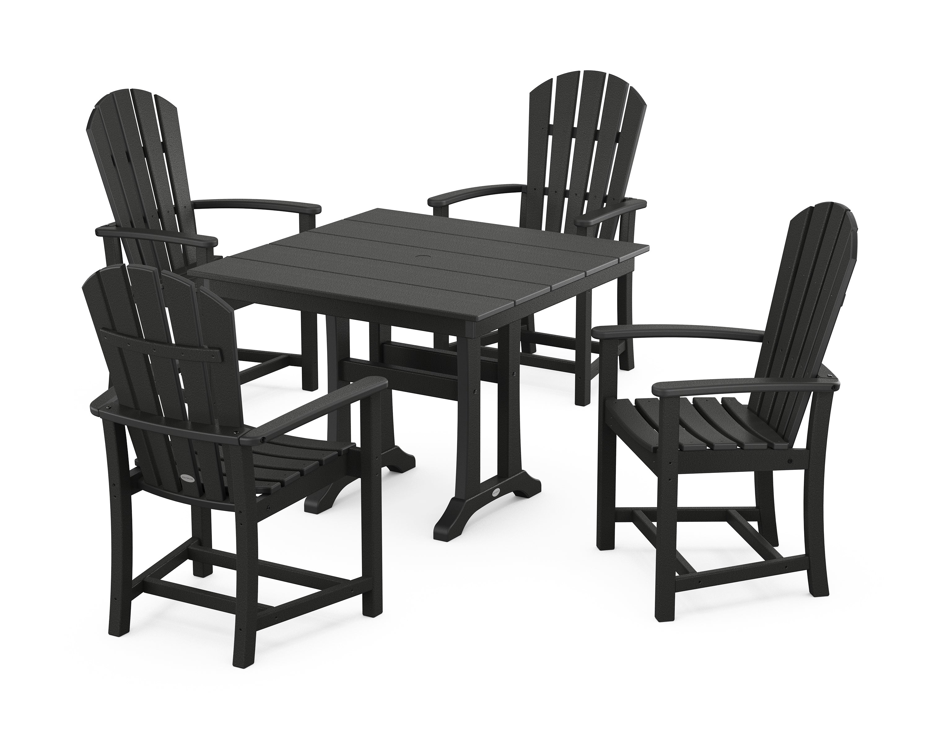 POLYWOOD® Palm Coast 5-Piece Farmhouse Dining Set With Trestle Legs in Black