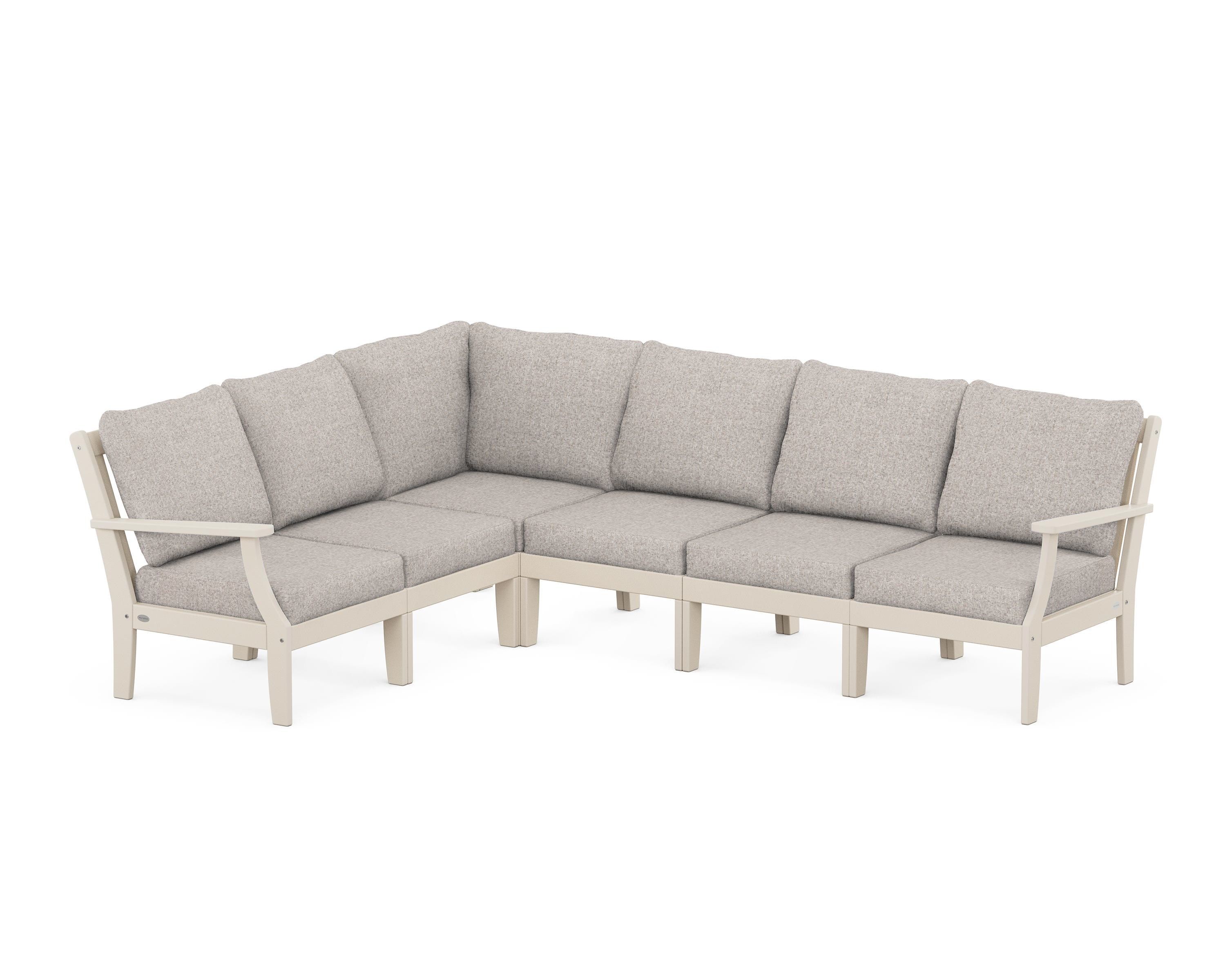 POLYWOOD® Braxton Modular 6-Piece Deep Seating Set in Sand / Weathered Tweed