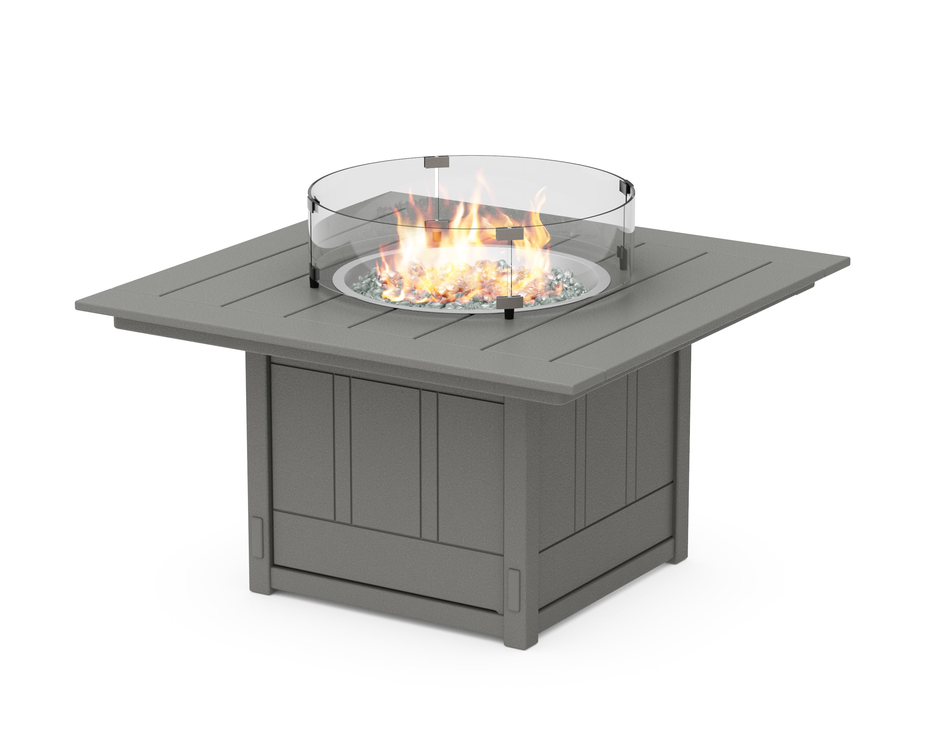 Martha Stewart by POLYWOOD® Acadia Square 42” Fire Pit Table in Slate Grey