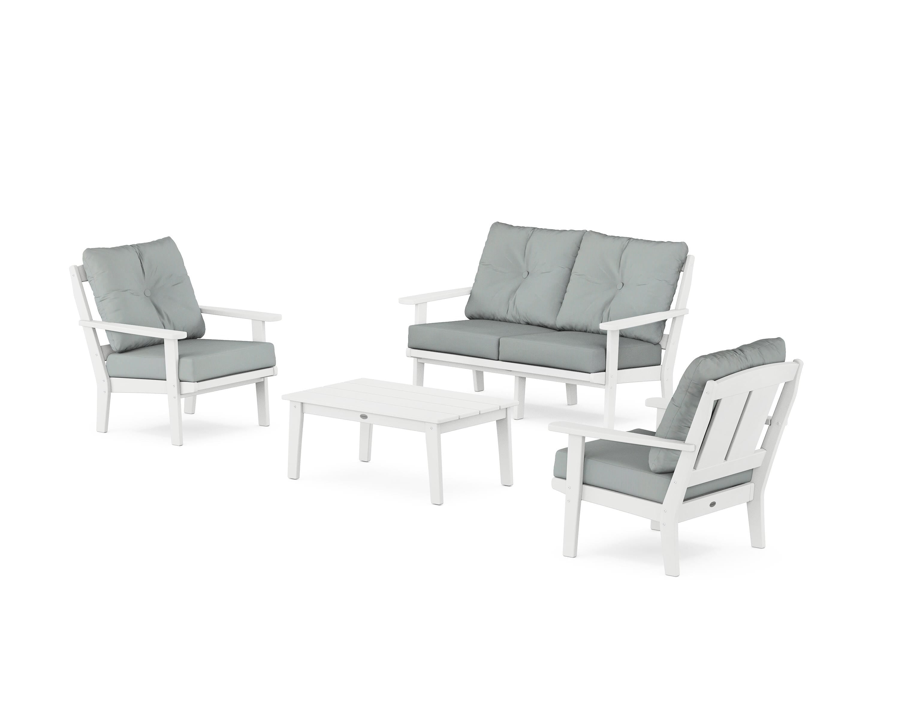 POLYWOOD® Mission 4-Piece Deep Seating Set with Loveseat in White / Spa