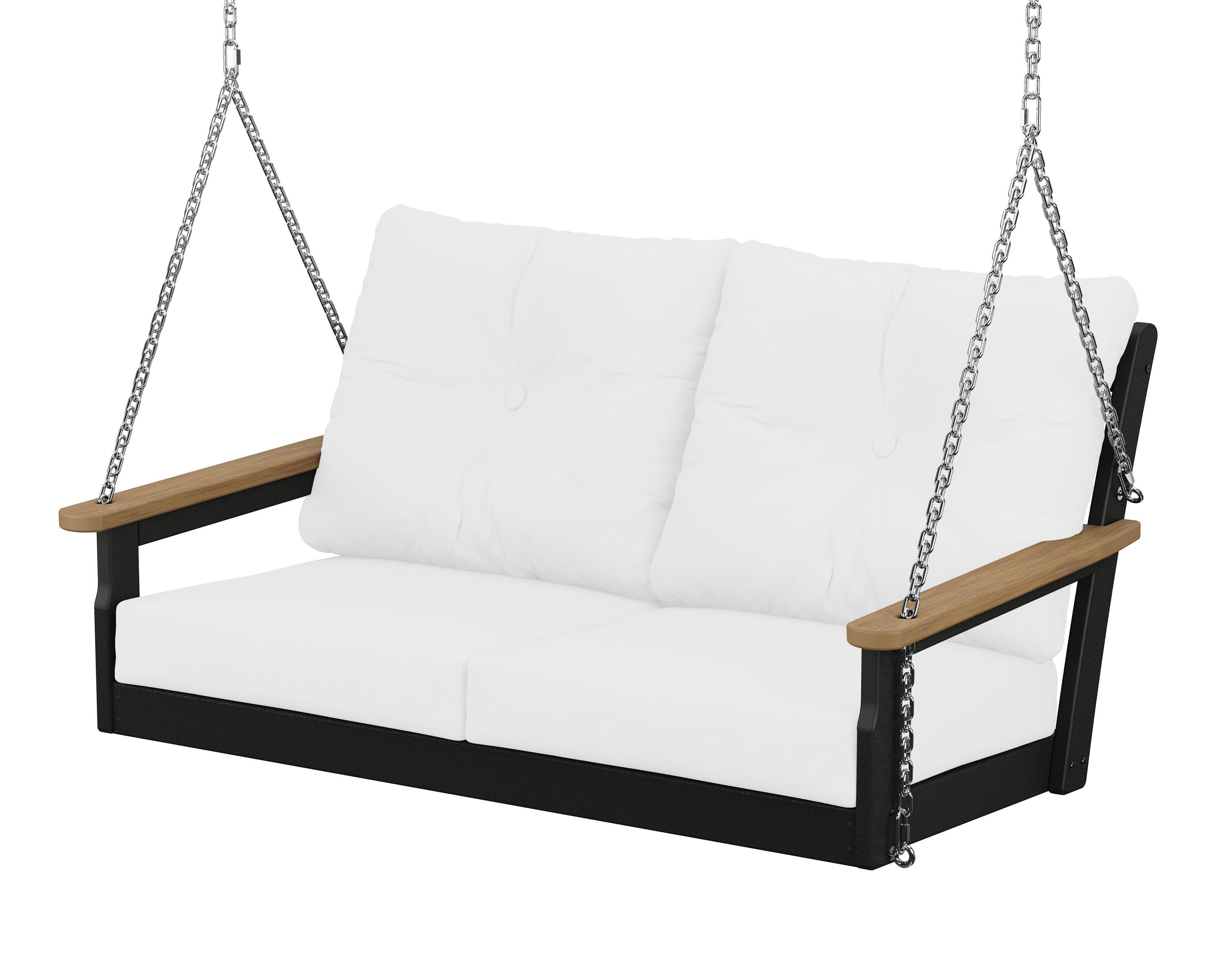 POLYWOOD® Vineyard Deep Seating Swing in Black / Natural / Natural