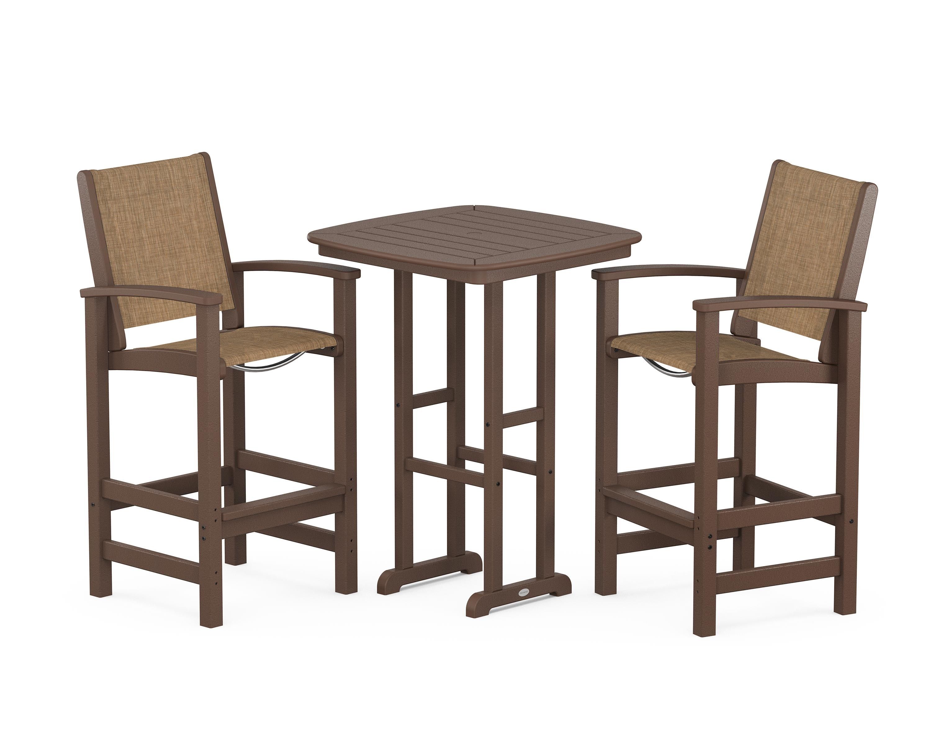 POLYWOOD® Coastal 3-Piece Bar Set in Mahogany / Burlap Sling