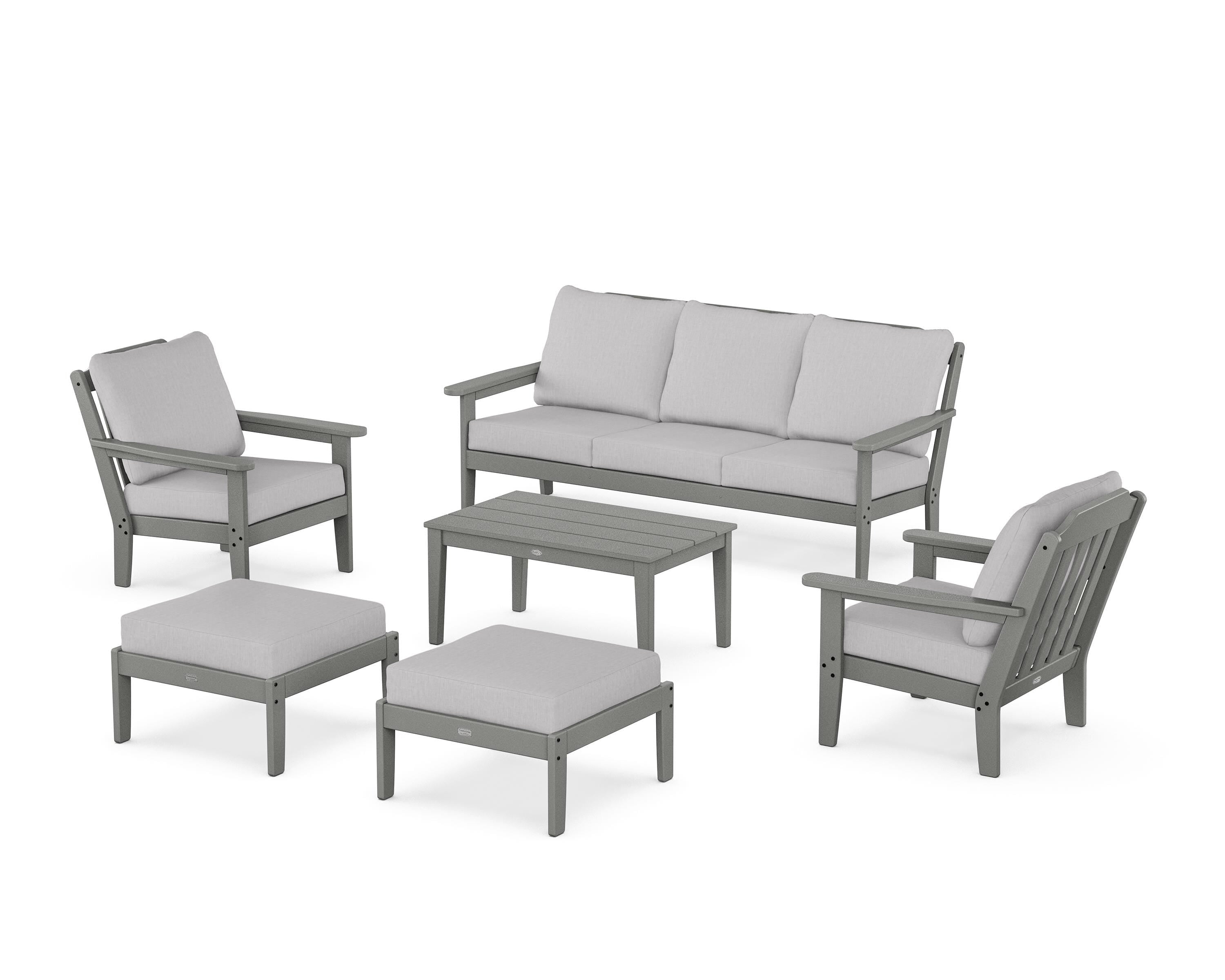 Country Living Cottage 6-Piece Lounge Sofa Set in Slate Grey / Granite