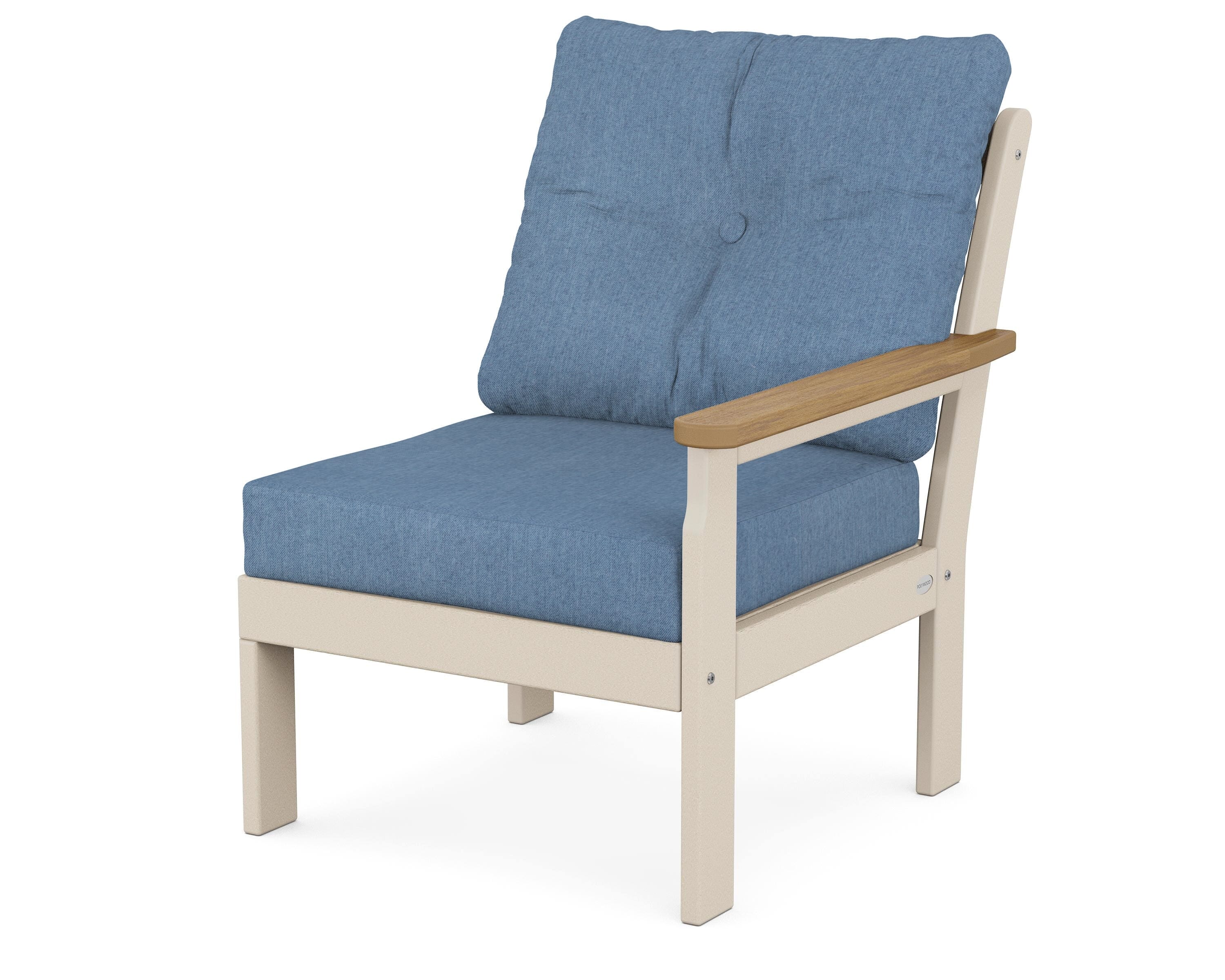 POLYWOOD® Vineyard Modular Right Arm Chair in Sand / Natural / Sky Blue