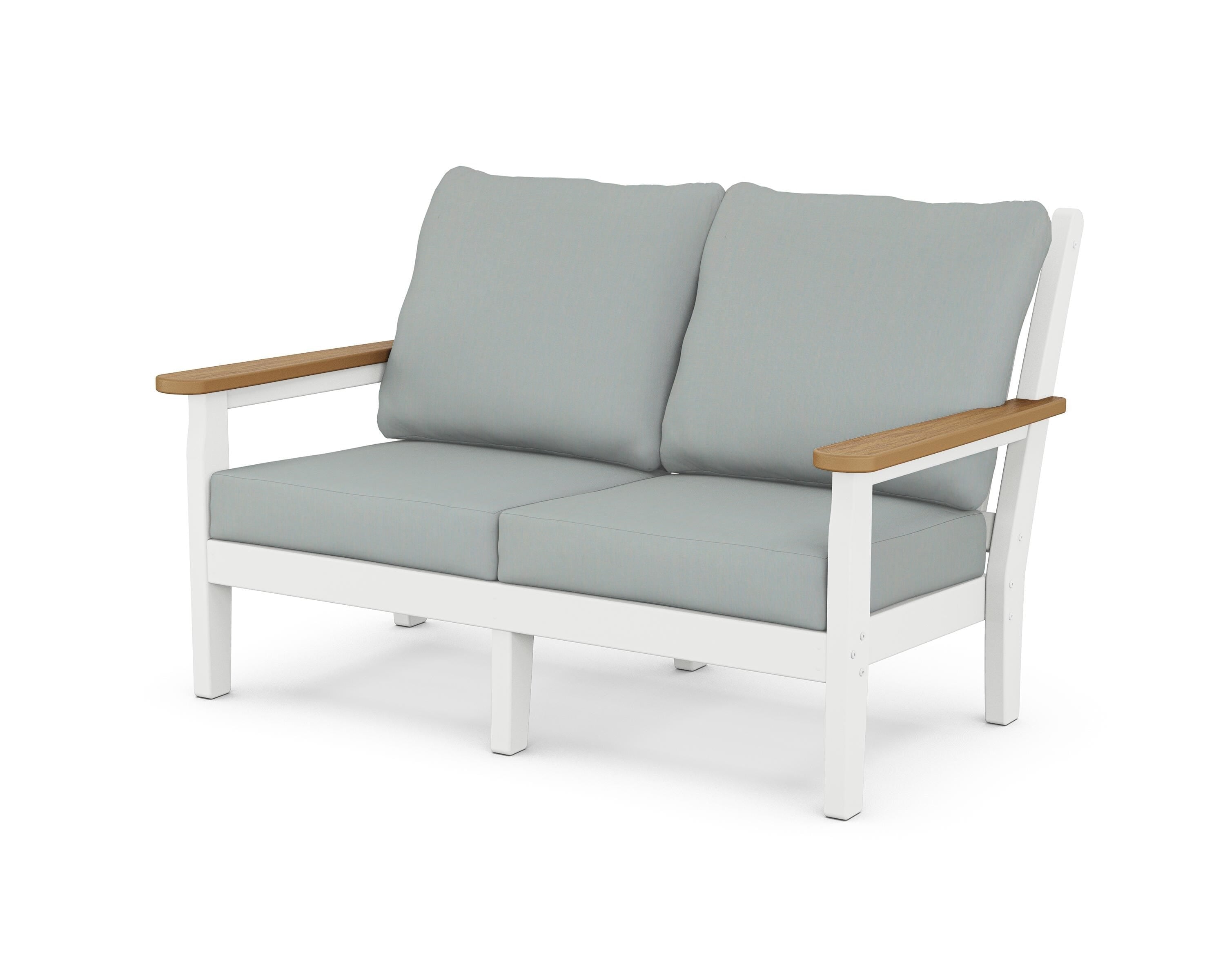 POLYWOOD® Chippendale Deep Seating Loveseat in White / Natural / Spa