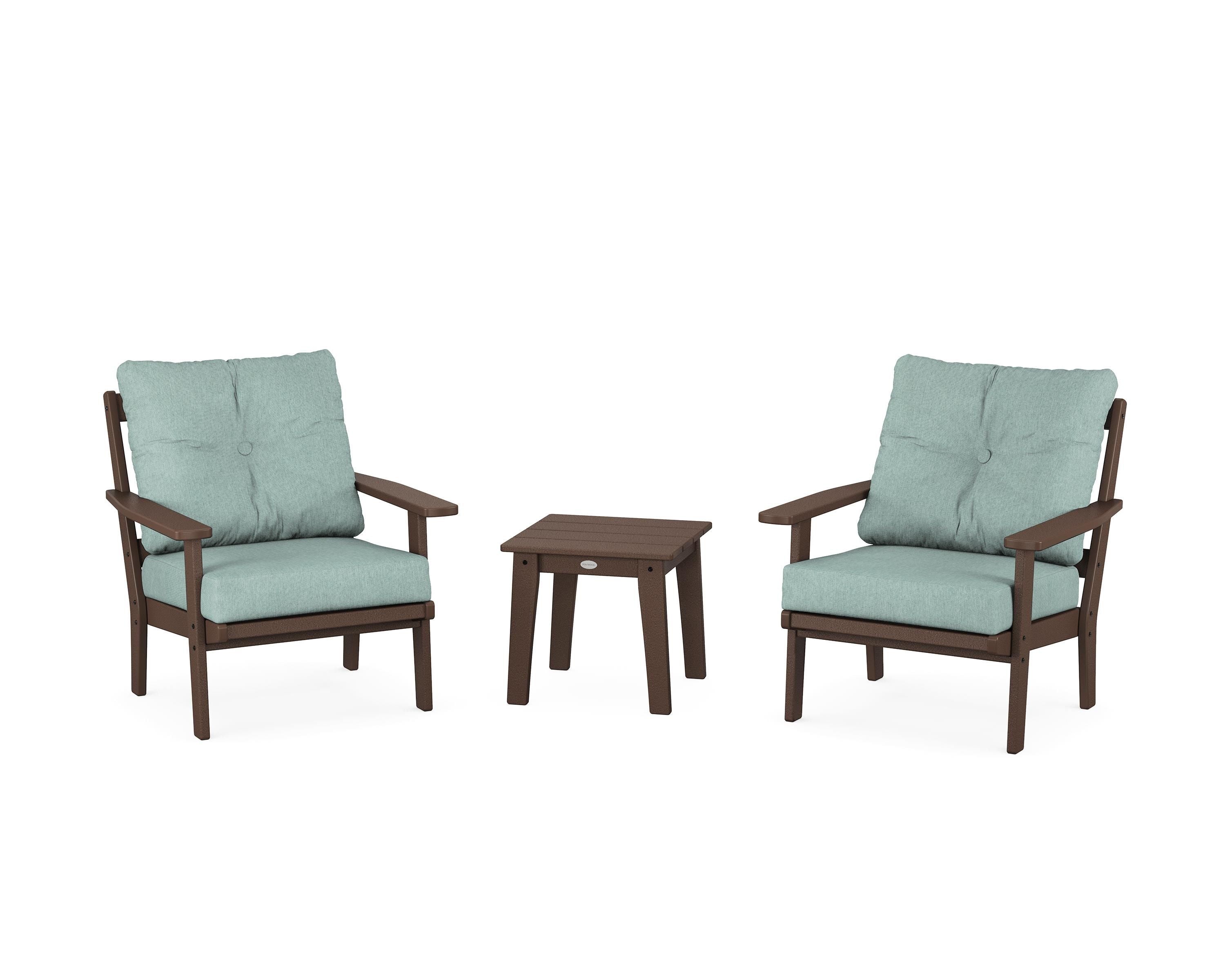 POLYWOOD® Oxford 3-Piece Deep Seating Set in Mahogany / Glacier Spa