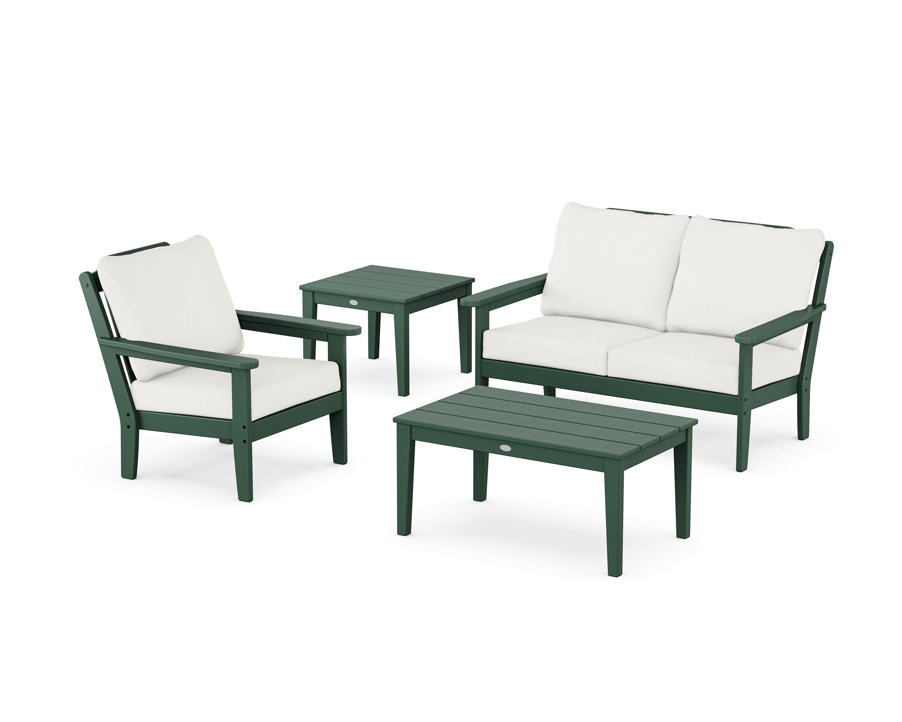 Country Living Wovendale 4-Piece Deep Seating Set in Green / Natural Linen