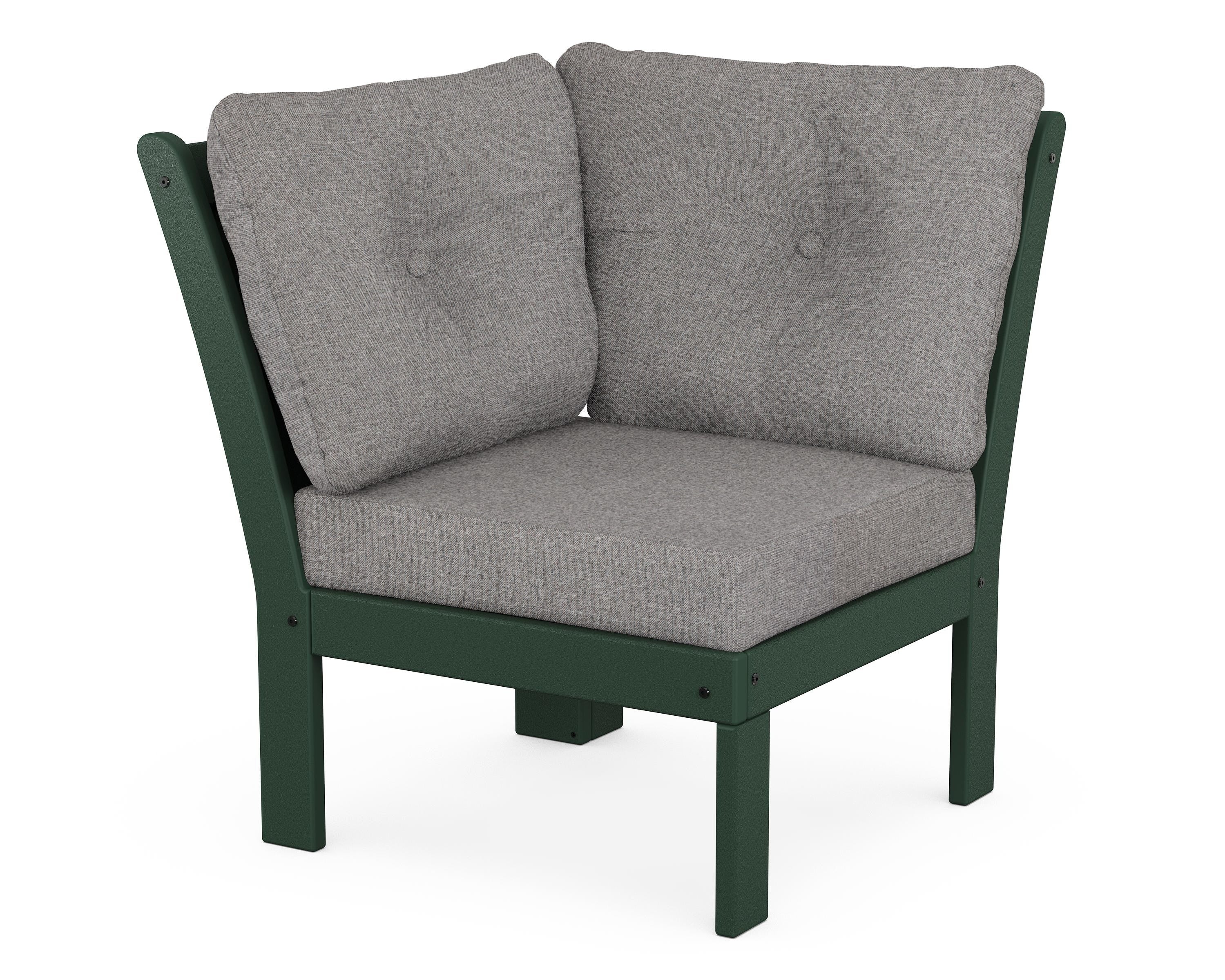 POLYWOOD® Vineyard Modular Corner Chair in Green / Grey Mist