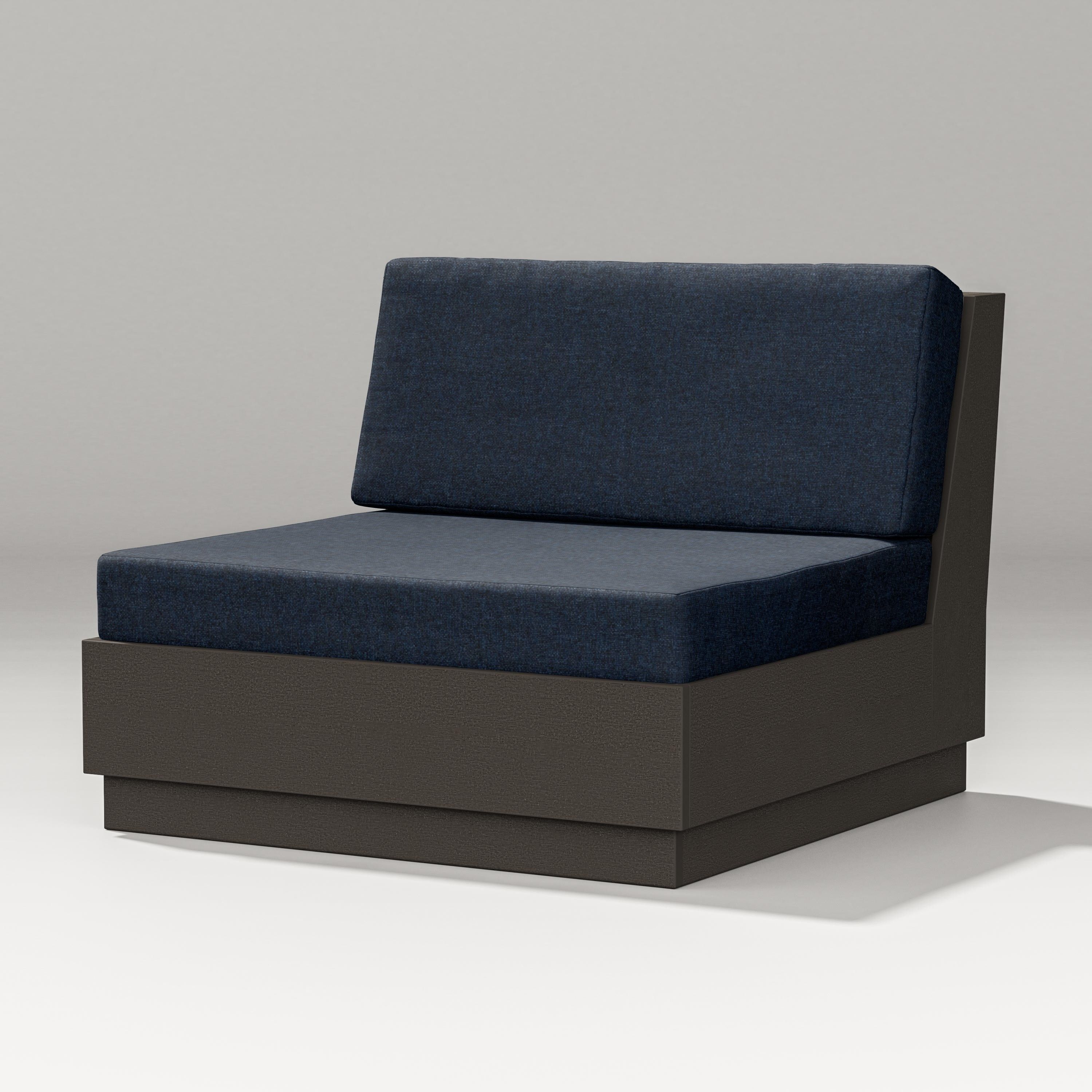 PW Designer Series Elevate Modular Armless Chair in Vintage Coffee / Marine Indigo