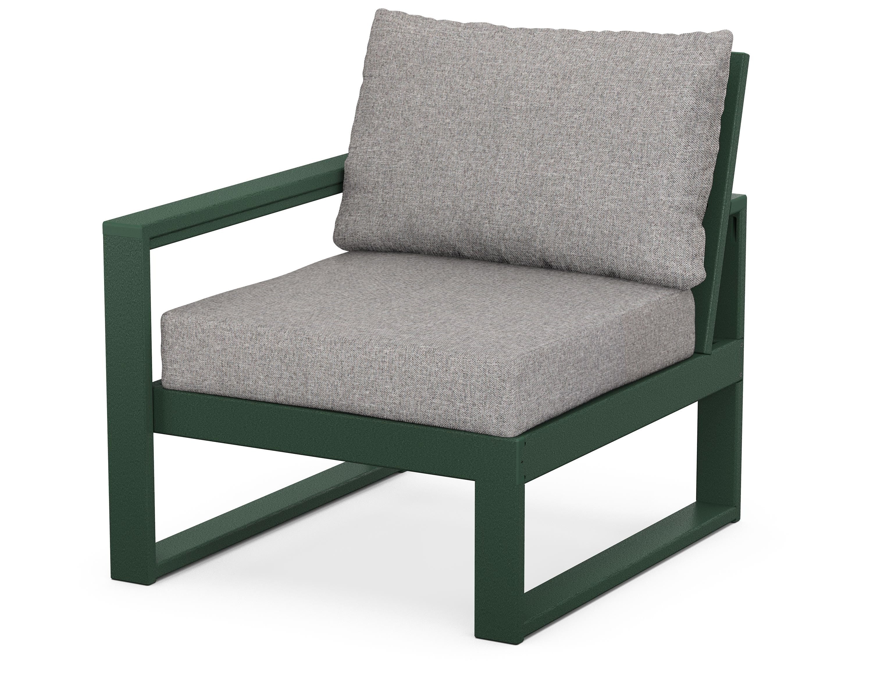POLYWOOD® EDGE Modular Left Arm Chair in Green / Grey Mist