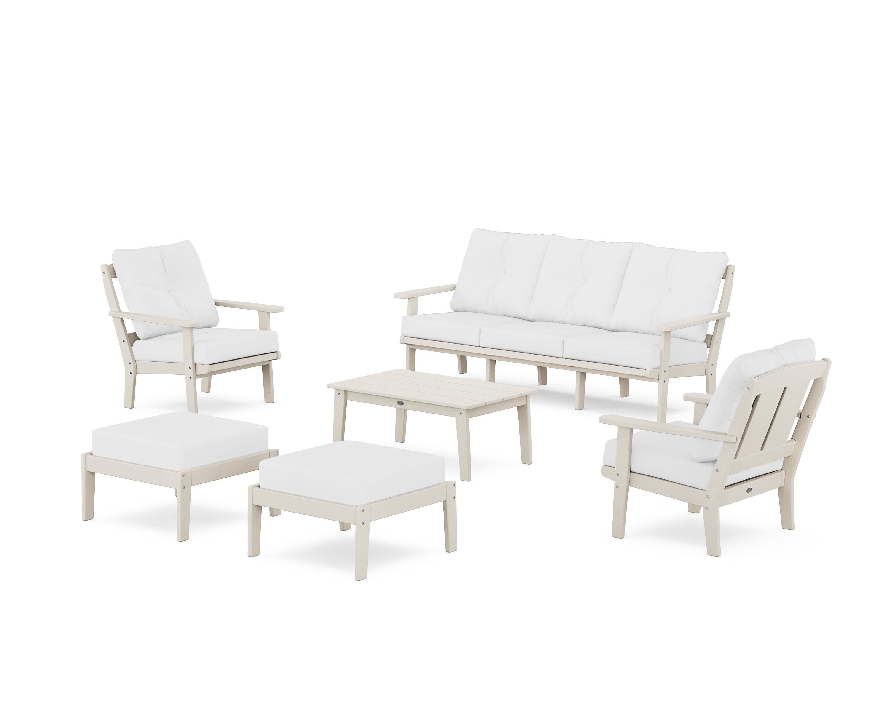 POLYWOOD® Mission 6-Piece Lounge Sofa Set in Sand / Natural